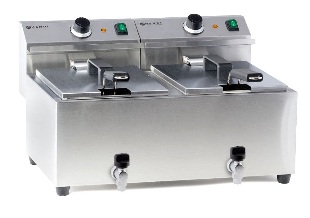 Фритюрниця MasterPro із зливним краном – 2 x 8 л 209301 Hendi 18/0 Stainless steel - зображення 1
