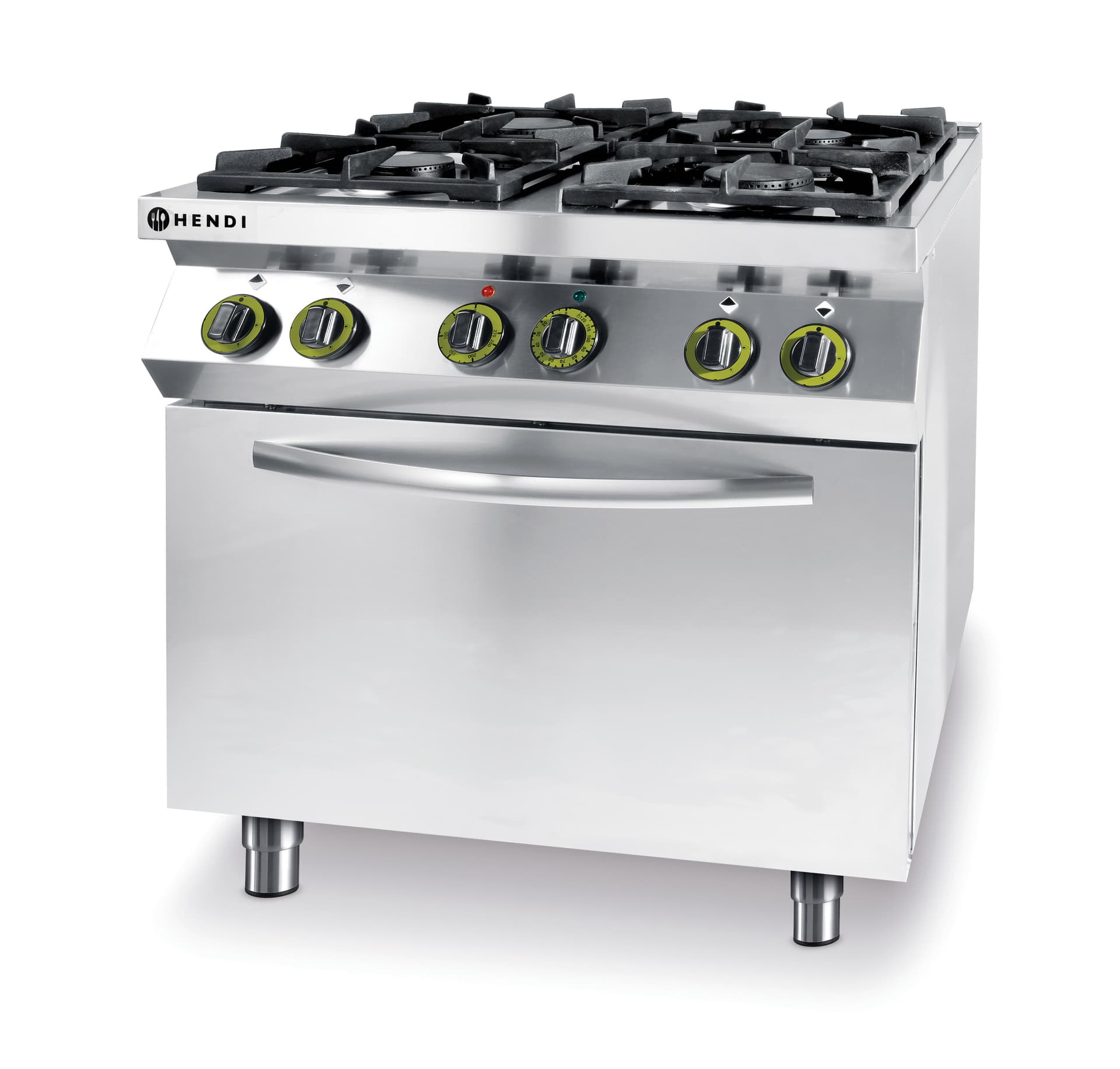 Плита газова 4-х конфоркова Kitchen Line з електричною конвекційною шафою для смаження GN 1/1 225882 Hendi Stainless steel - зображення 1