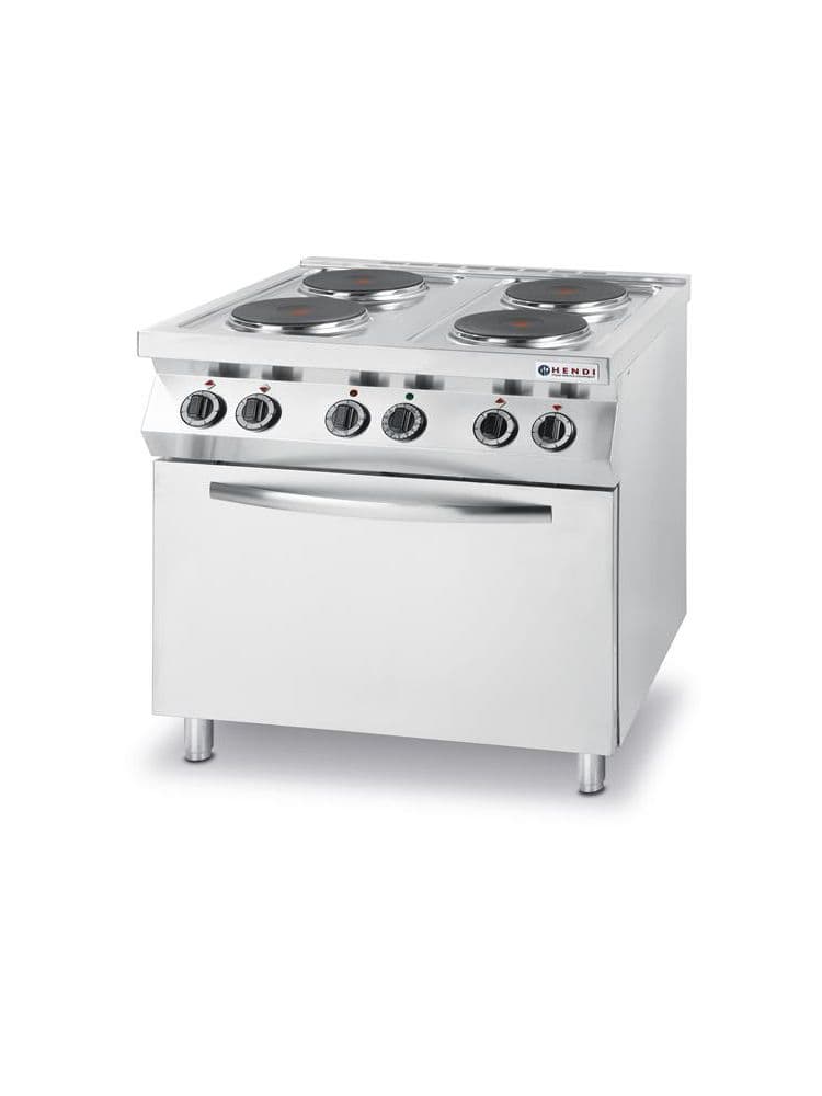 Плита електрична 4-х конфоркова Kitchen Line з електричною конвекційною шафою для смаження GN 1/1 225936 Hendi Stainless steel - зображення 1