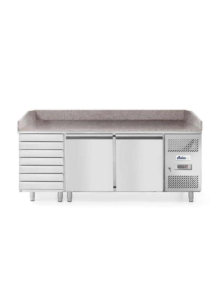 Стіл холодильний для піци з 7 ящиками та гранітною стільницею - 2-дверний 232842 Hendi Stal nierdzewna - зображення 1