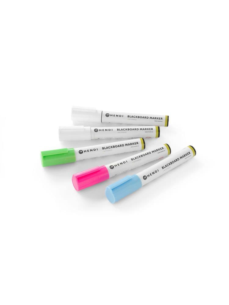 Маркери дошки меню, тонкі, 5 шт. (2хбілі, зел., троянд., синій) 664216 Hendi - зображення 1