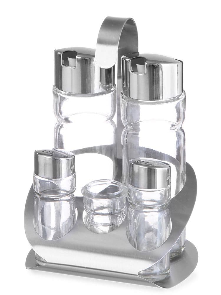 Набір для спецій з 5 частин (сіль, перець, оцет, оливкова олія, зубочистки) 465363 Hendi 18/0 Stainless steel - зображення 1