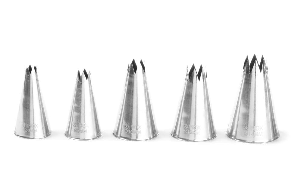 Насадки для кондитерських мішків, форма зірки, 5 шт., Ø6-8-10-12-14 мм, SS 551790 Hendi 18/10 Stainless steel - зображення 1