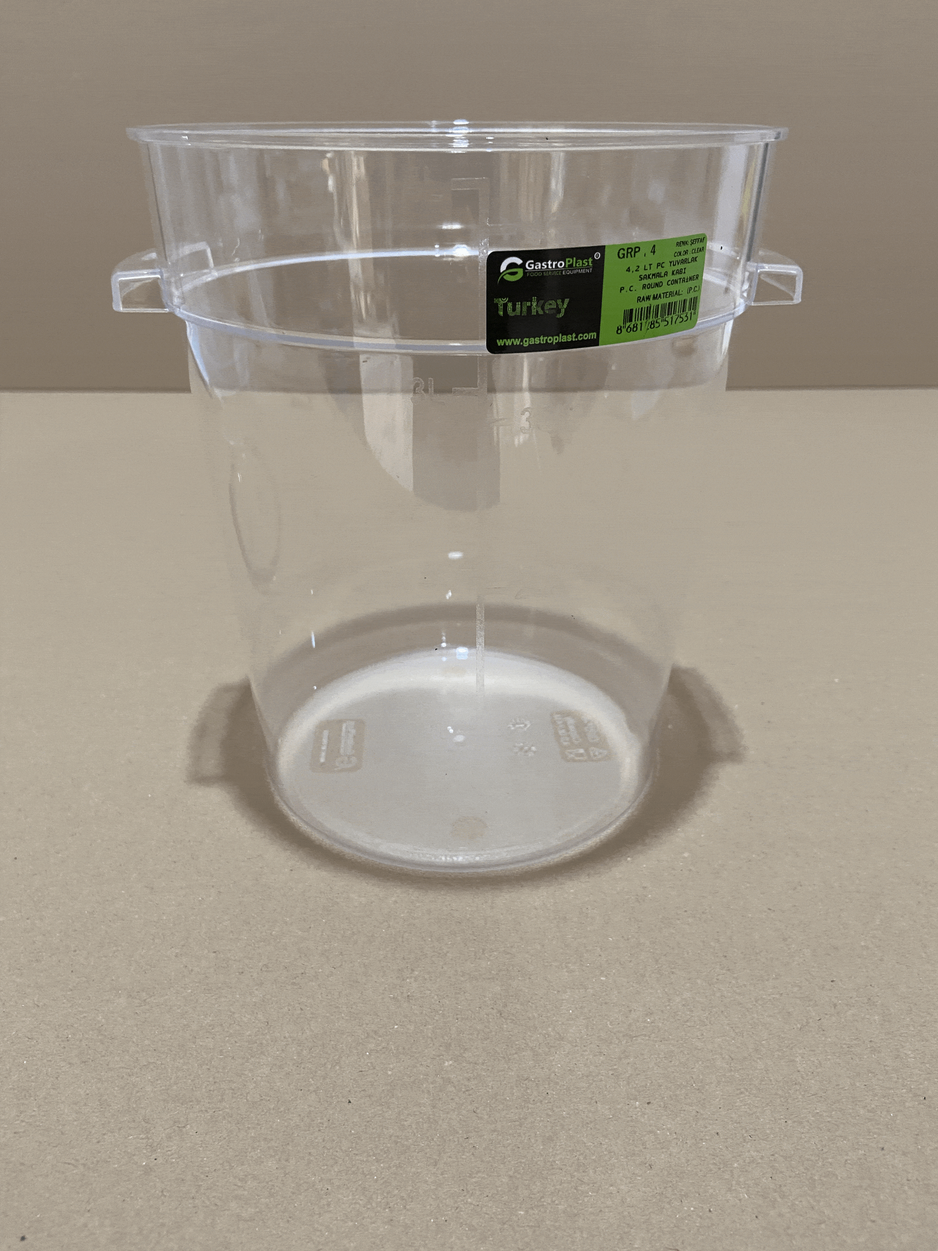 Круглий контейнер для зберігання продуктів 4,2 л з полікарбонату (Кришка продається окремо) GRP--004 Gastro Plast PC Прозорий - зображення 1
