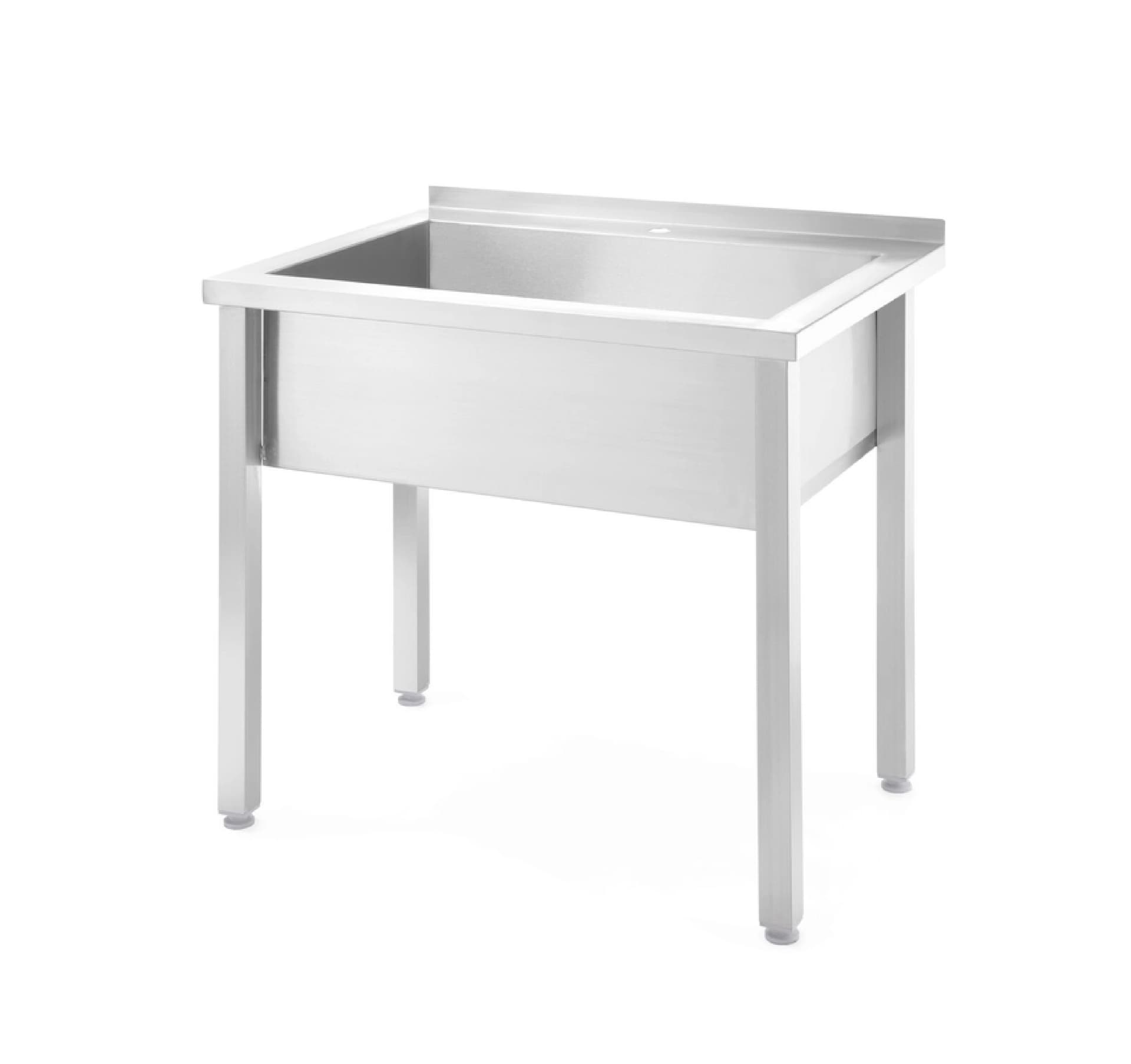 Стіл з раковиною Budget Line без передньої кришки – зварний, глибина: 600 мм, HENDI, Budget Line, 800x600x(H)850mm 816707 Hendi Stainless steel - зображення 1