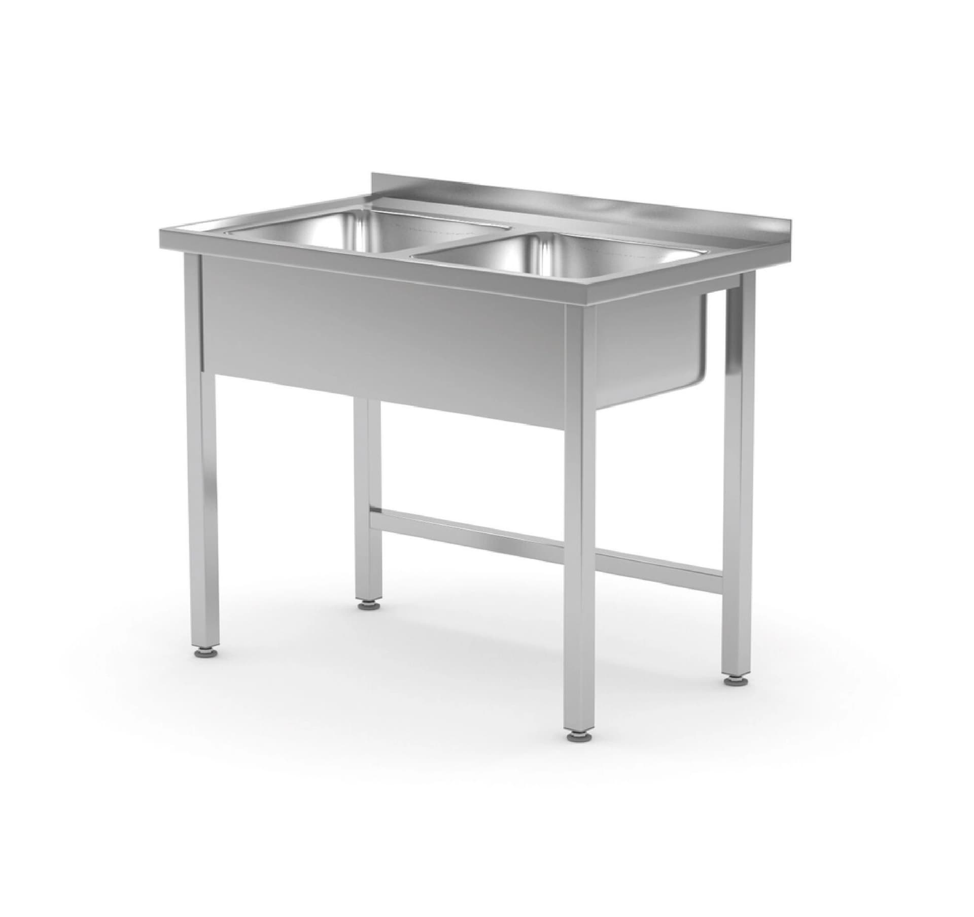Стіл з двома раковинами без полиці 1000x600x(H)850 815007 Hendi Stainless steel - зображення 1
