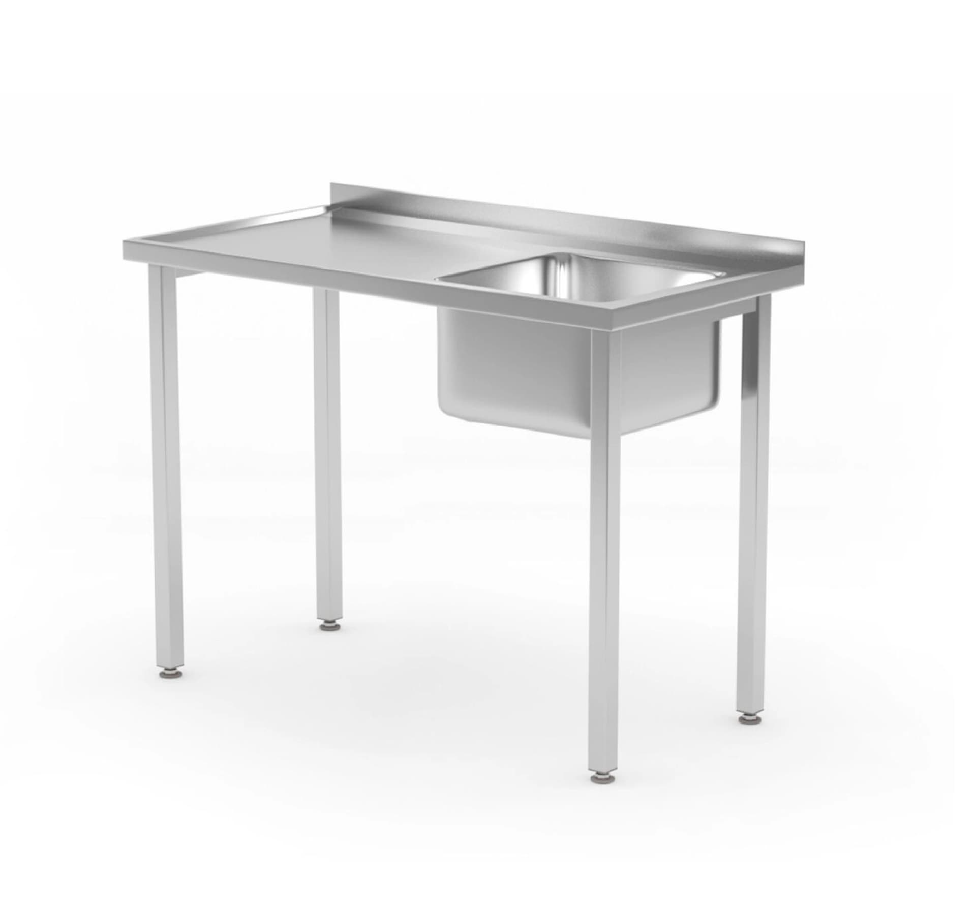 Стіл Budget Line з 1 раковиною, без полиці – гвинтовий, глибина: 600 мм, HENDI, Budget Line, мийка праворуч, 1000x600x(H)850mm 816783 Hendi - зображення 1