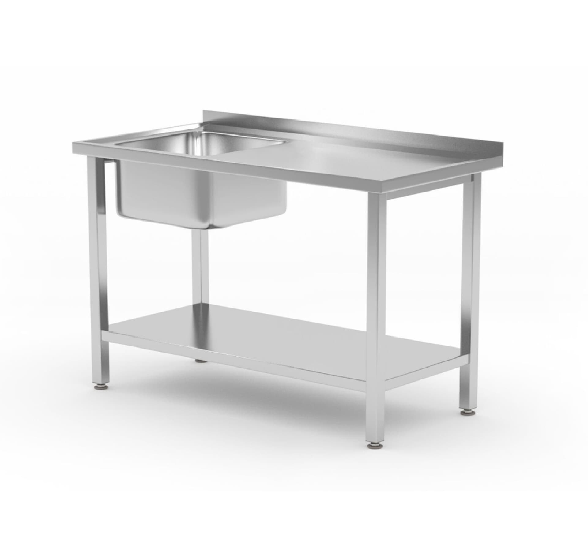 Стіл з мийкою Budget Line з 1 чашою та поличкою – гвинтовий, глибина: 600 мм, HENDI, Budget Line, мийка ліворуч, 1000x600x(H)850mm 817025 Hendi - зображення 1
