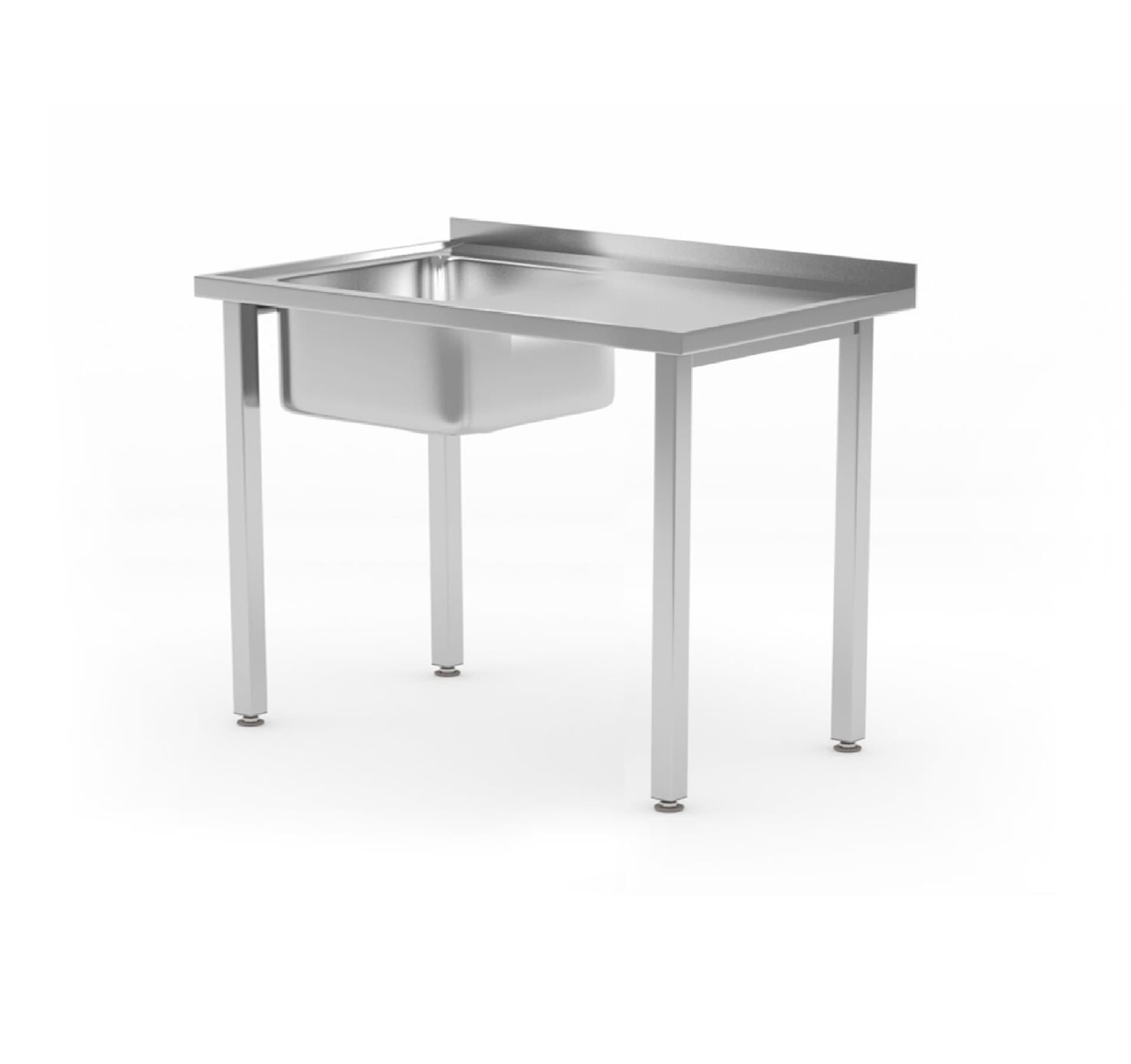 Стіл Budget Line з 1 раковиною, без полиці – гвинтовий, глибина: 600 мм, HENDI, Budget Line, мийка ліворуч, 800x600x(H)850mm 816776 Hendi - зображення 1