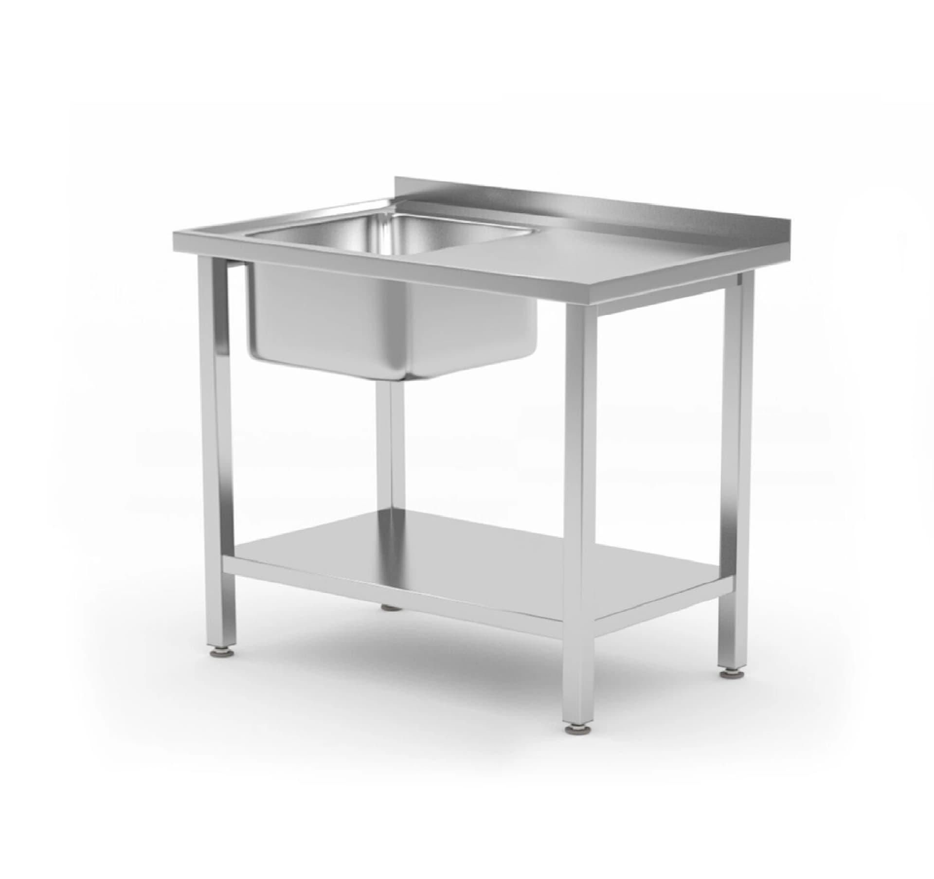 Стіл Budget Line з 1 раковиною та поличкою – гвинтовий, глибина: 600 мм, HENDI, Budget Line, мийка ліворуч, 800x600x(H)850mm 817001 Hendi - зображення 1