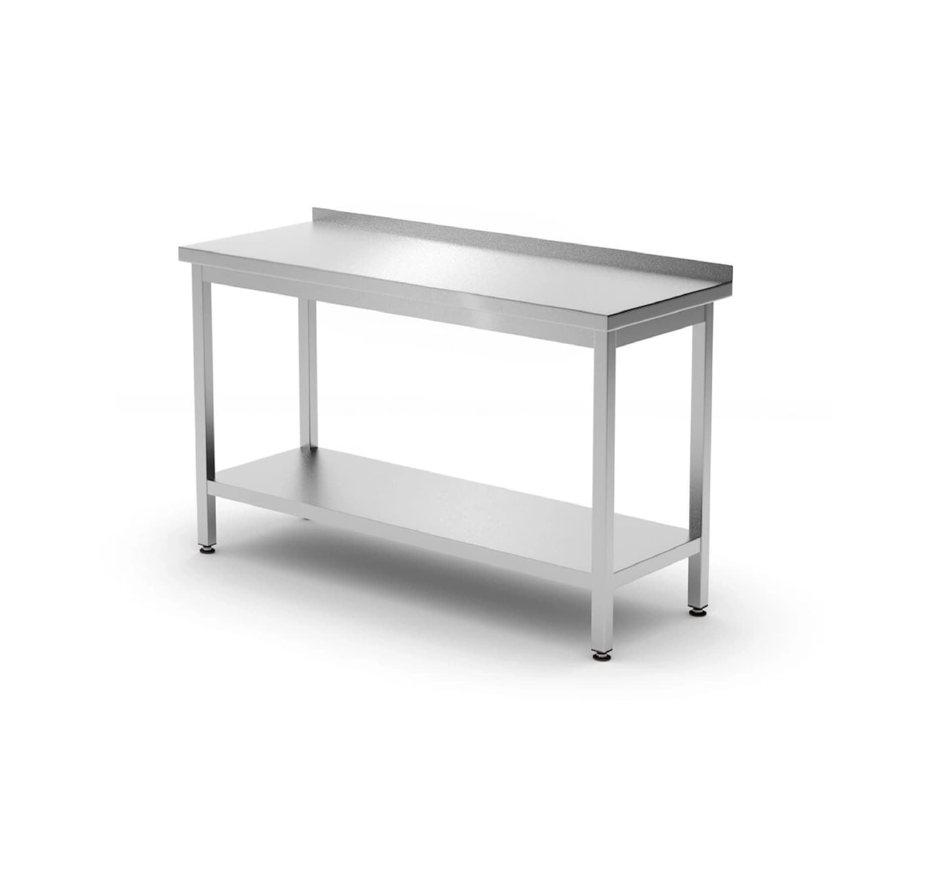 Пристінний робочий стіл Budget Line з полицею – гвинтовий, глибина: 600 мм, HENDI, Budget Line, 1200x600x(H)850mm 817285 Hendi - зображення 1