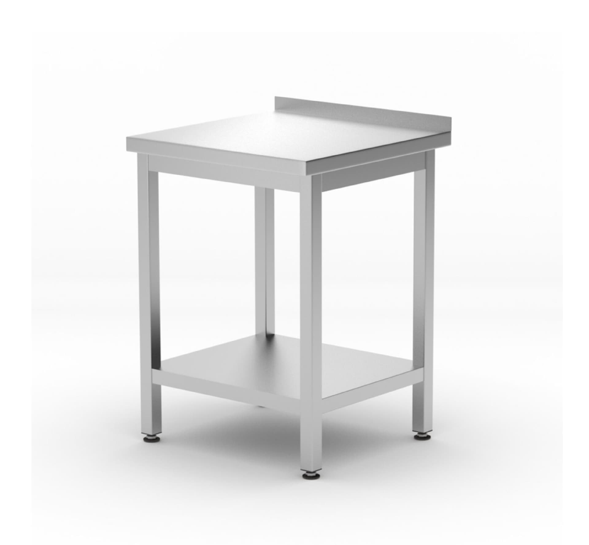 Пристінний робочий стіл Budget Line з полицею – гвинтовий, глибина: 600 мм, HENDI, Budget Line, 600x600x(H)850mm 817223 Hendi Stainless steel - зображення 1