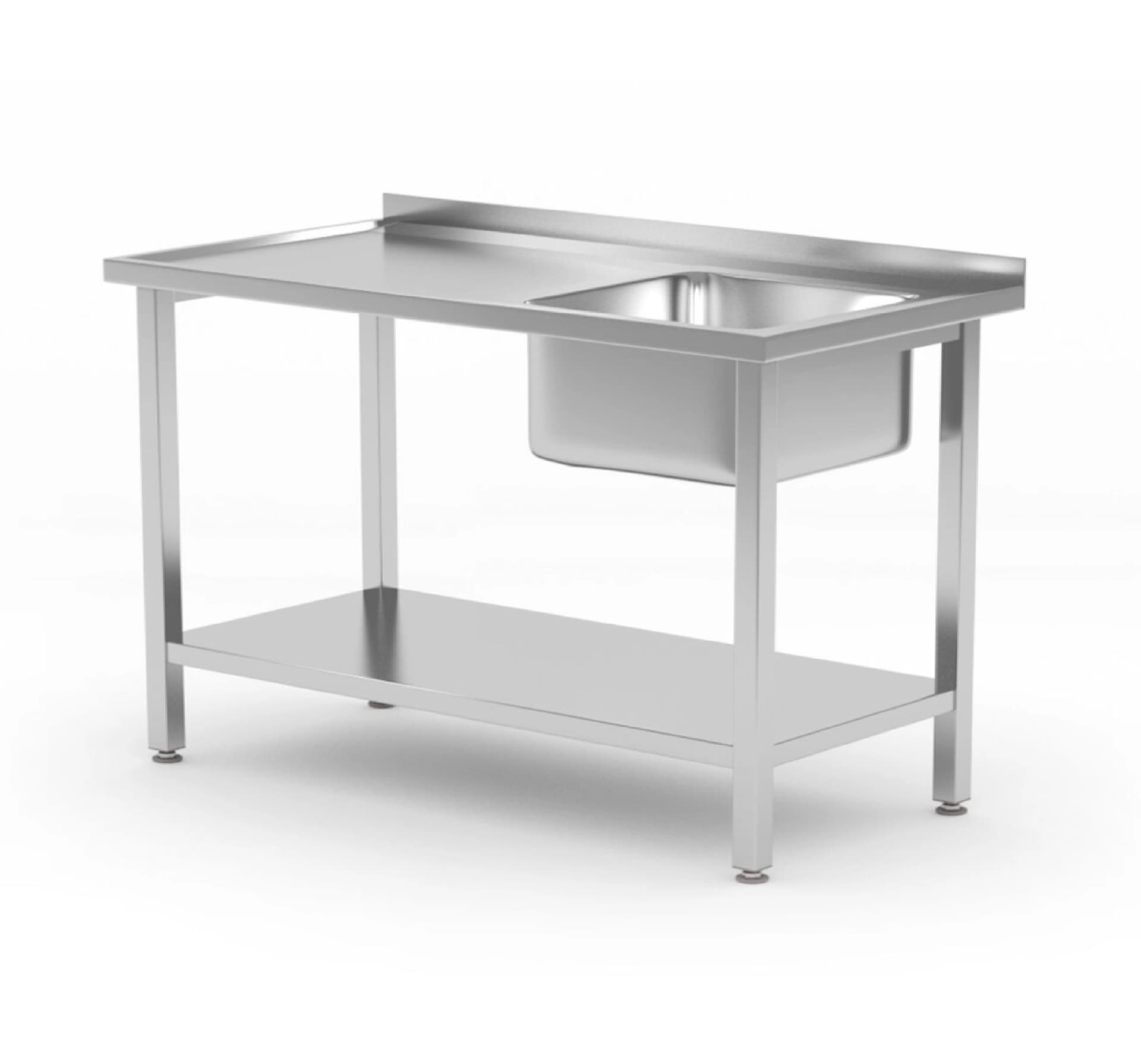 Стіл з мийкою Budget Line з 1 чашою та поличкою – гвинтовий, глибина: 600 мм, мийка праворуч, 1000x600x(H)850mm 817018 Hendi - зображення 1
