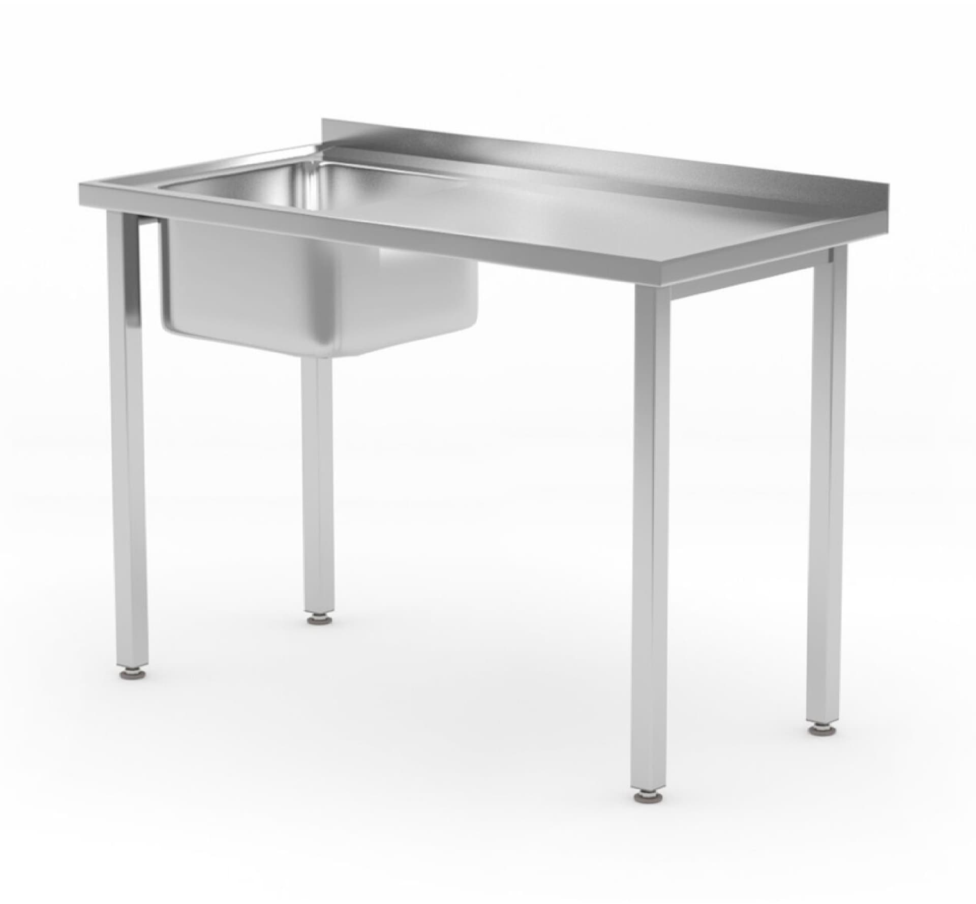 Стіл Budget Line з 1 раковиною, без полиці – гвинтовий, глибина: 600 мм, HENDI, Budget Line, мийка ліворуч, 1000x600x(H)850mm 816790 Hendi Stainless steel - зображення 1