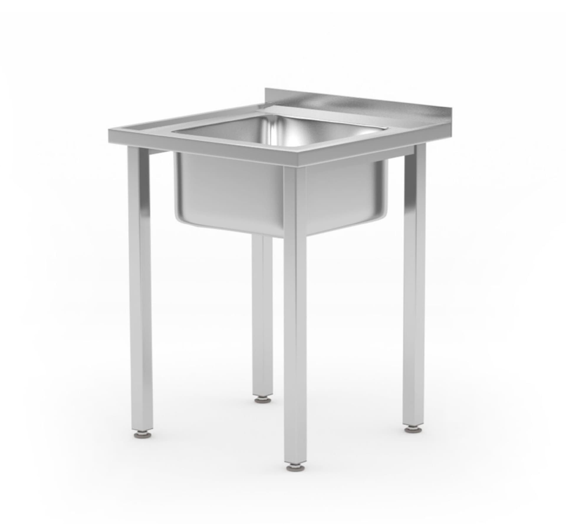 Стіл Budget Line з 1 раковиною, без полиці – гвинтовий, глибина: 600 мм, HENDI, Budget Line, мийка посередині, 600x600x(H)850mm 816752 Hendi - зображення 1