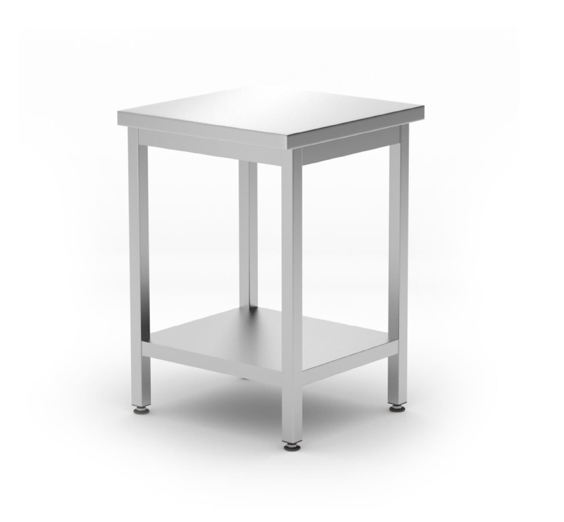 Робочий стіл Budget Line з полицею – гвинтовий, глибина: 600 мм, HENDI, Budget Line, 600x600x(H)850mm 817094 Hendi Stainless steel - зображення 1