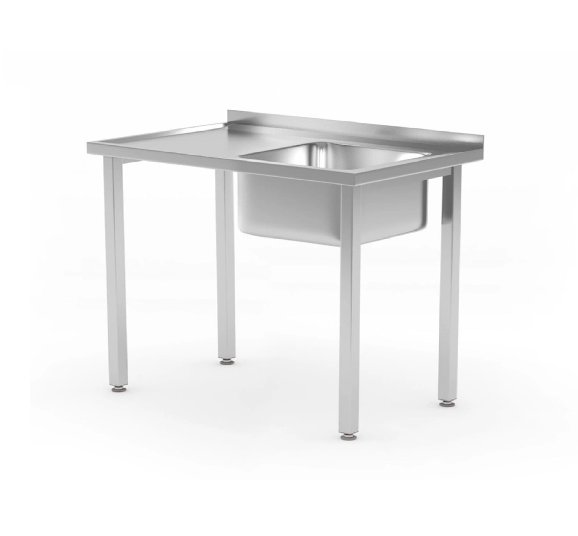 Стіл Budget Line з 1 раковиною, без полиці – гвинтовий, глибина: 600 мм, HENDI, Budget Line, мийка праворуч, 800x600x(H)850mm 816769 Hendi - зображення 1