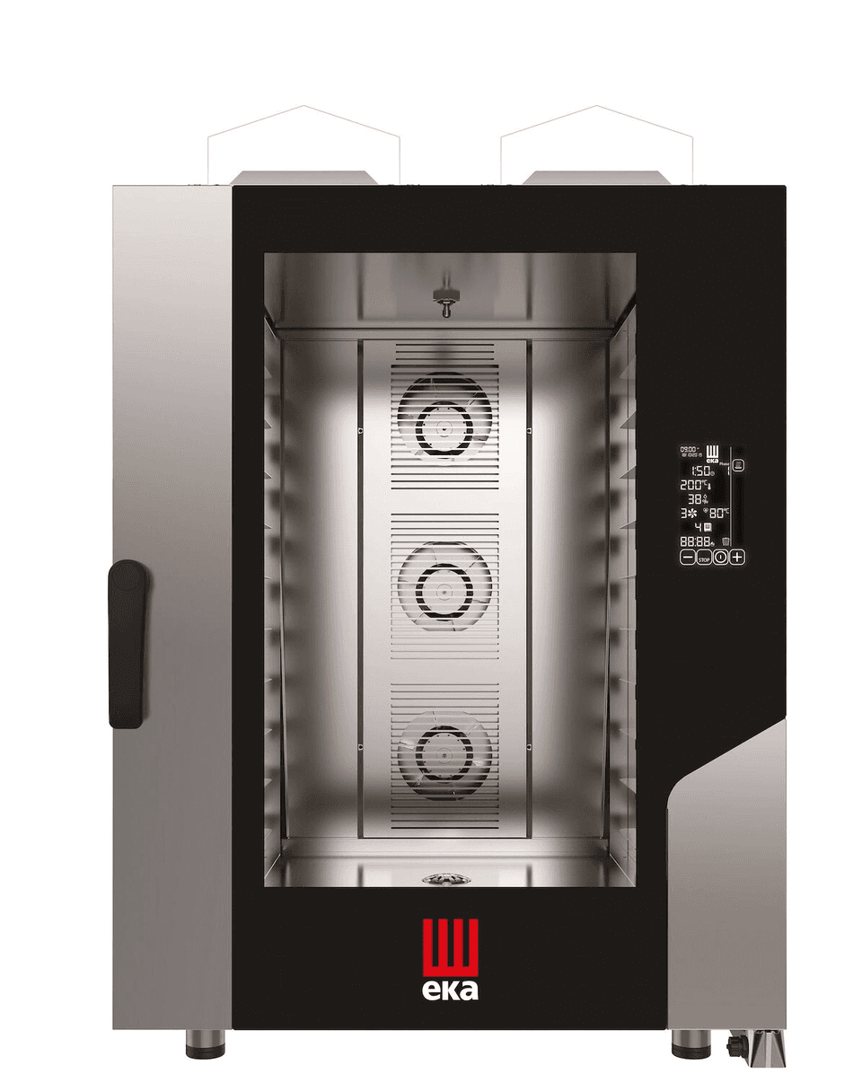 Конвекційно-парова газова піч Millennial Black Mask Bakery, 10x 600x400mm -електронне управління, Tecnoeka, 18kW, 850x1035x(H)1231mm MKF1064GBM Hendi Podwójne szkło szyby;Stal nierdzewna - зображення 1