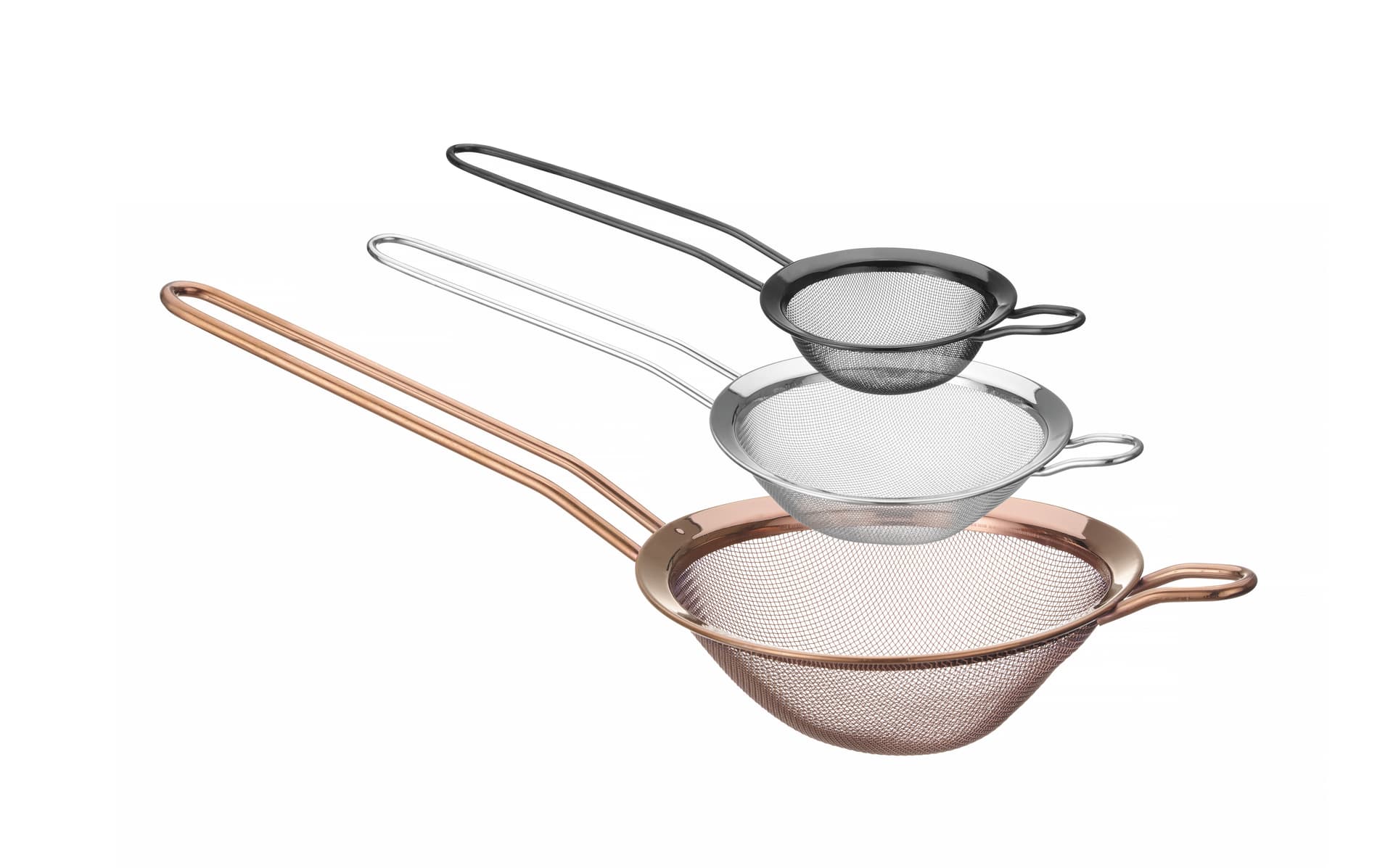 Сито - набір 3шт (мідь ø144сс/ срібне ø105мм/ чорне ø74мм 635612 Hendi Powder coated metal;AISI 204 - зображення 1