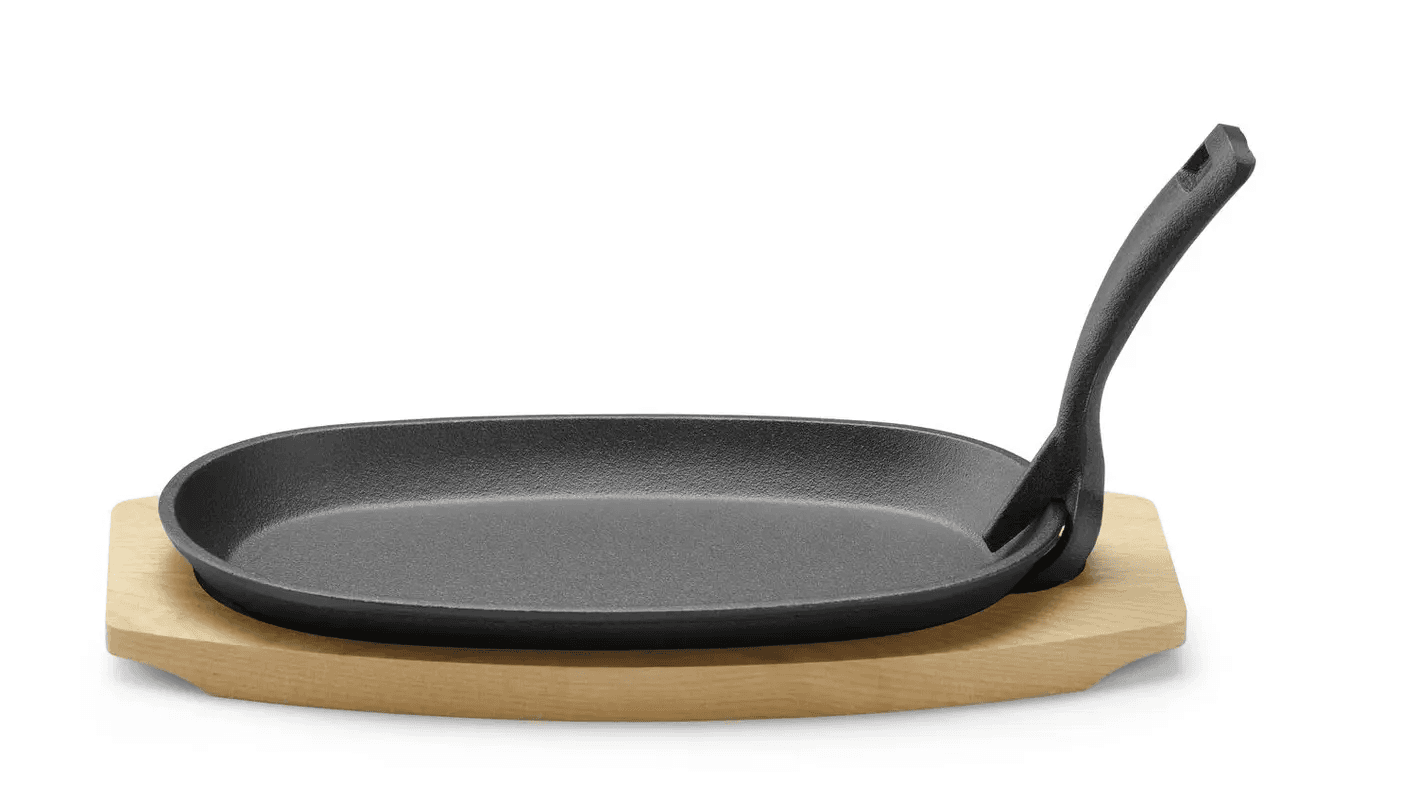 Тарілка чавунна на деревяній підставці з ручкою, 280x140x(H)30мм 629383 Hendi Cast Iron - зображення 1
