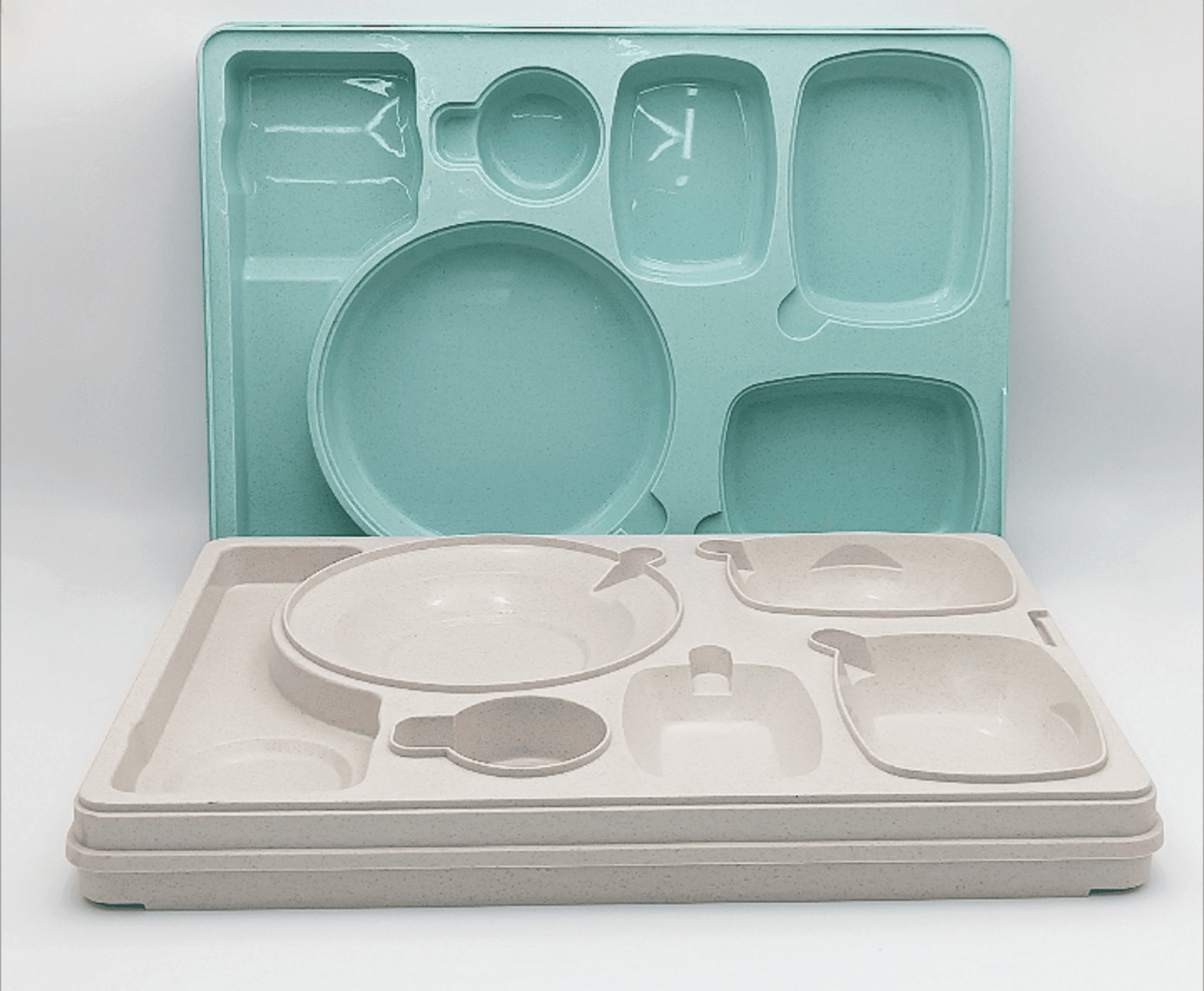 Термопіднос на 6 відділень, 540 x 380 x 120 mm TT--006N Gastro Plast PE Зелено-кремовий - зображення 1