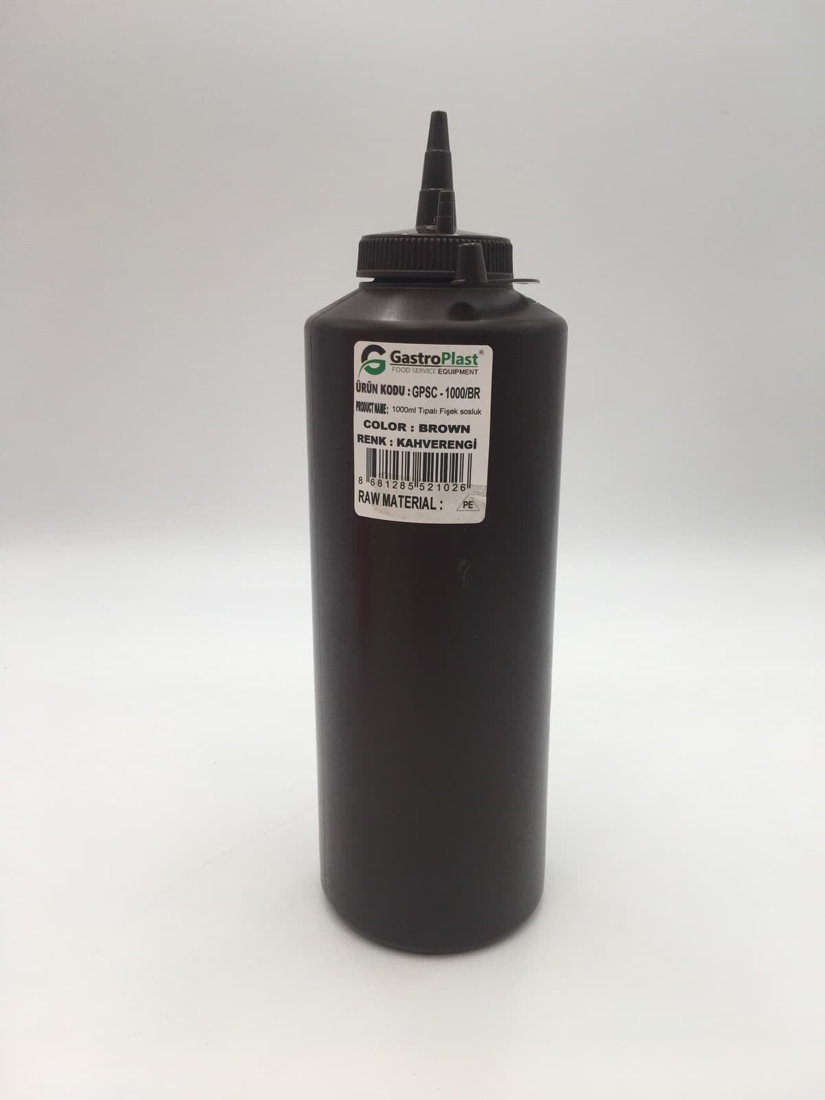 Диспенсер для соусів 1000 мл. (коричневий) GPSC--001000Y Gastro Plast PE Киричневий, з ковпачком - зображення 1