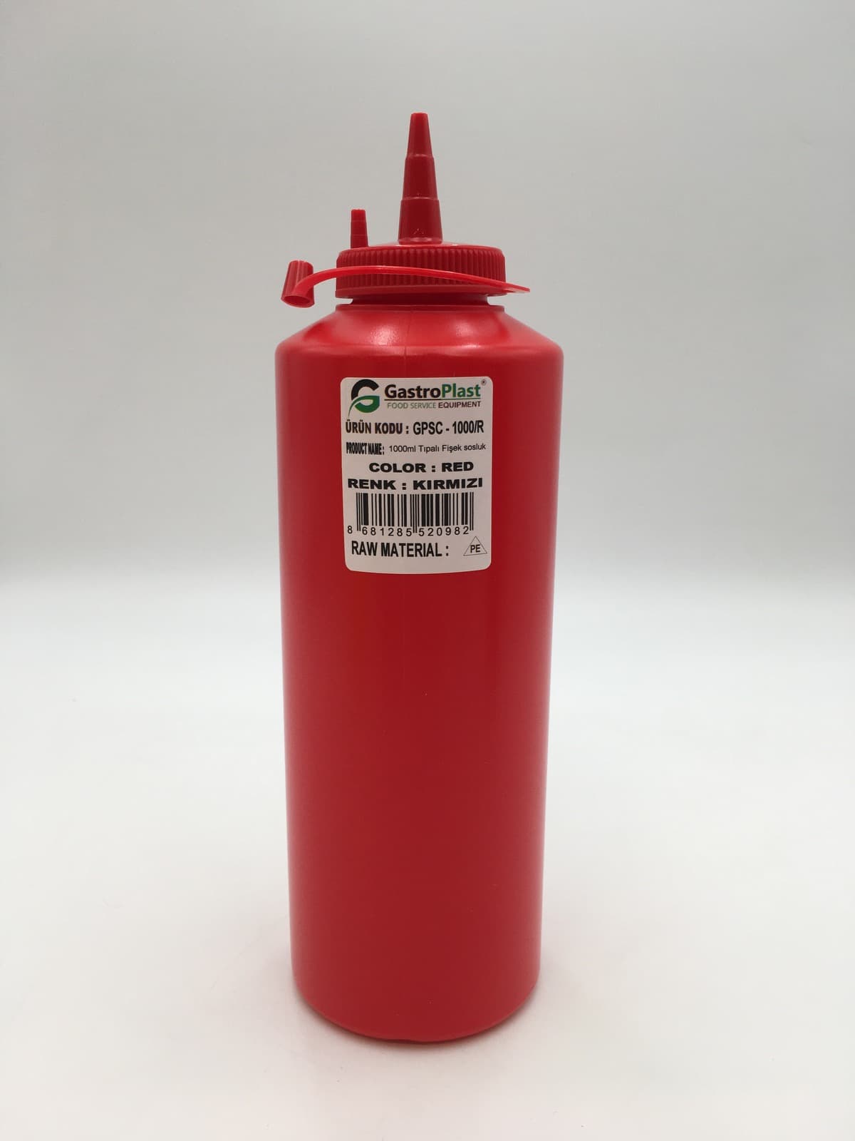 Диспенсер для соусів 1000 мл. (червоний) GPSC--001000R Gastro Plast PE Червоний, з ковпачком - зображення 1
