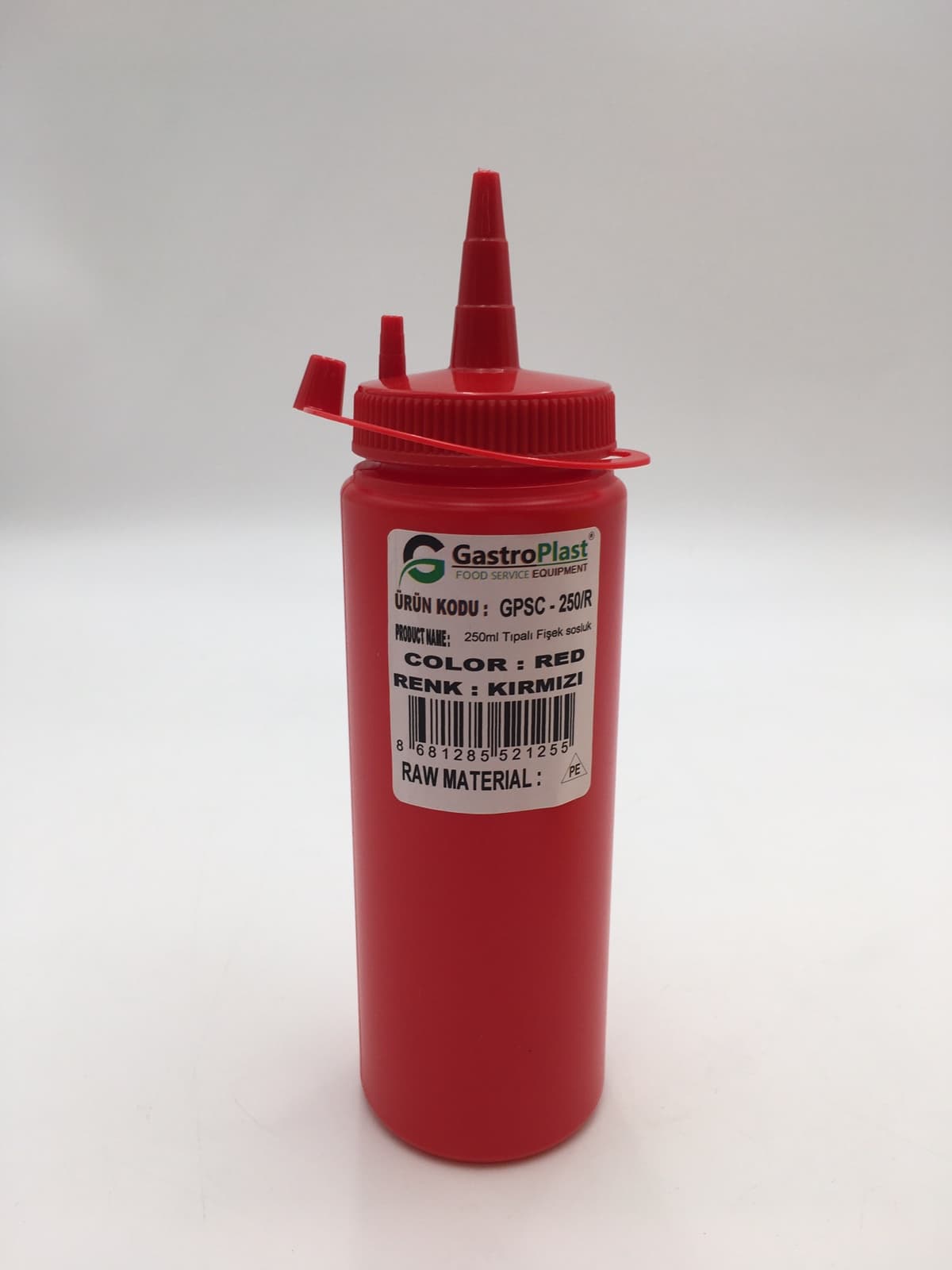 Диспенсер для соусів 250 мл. (червоний) GPSC--00250R Gastro Plast PE Червоний, з ковпачком - зображення 1