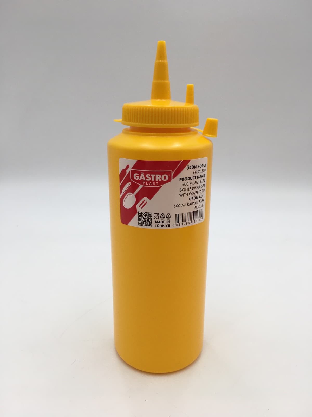 Диспенсер для соусів 500 мл. (жовтий) GPSC--00500Y Gastro Plast PE Жовтий, з ковпачком - зображення 1