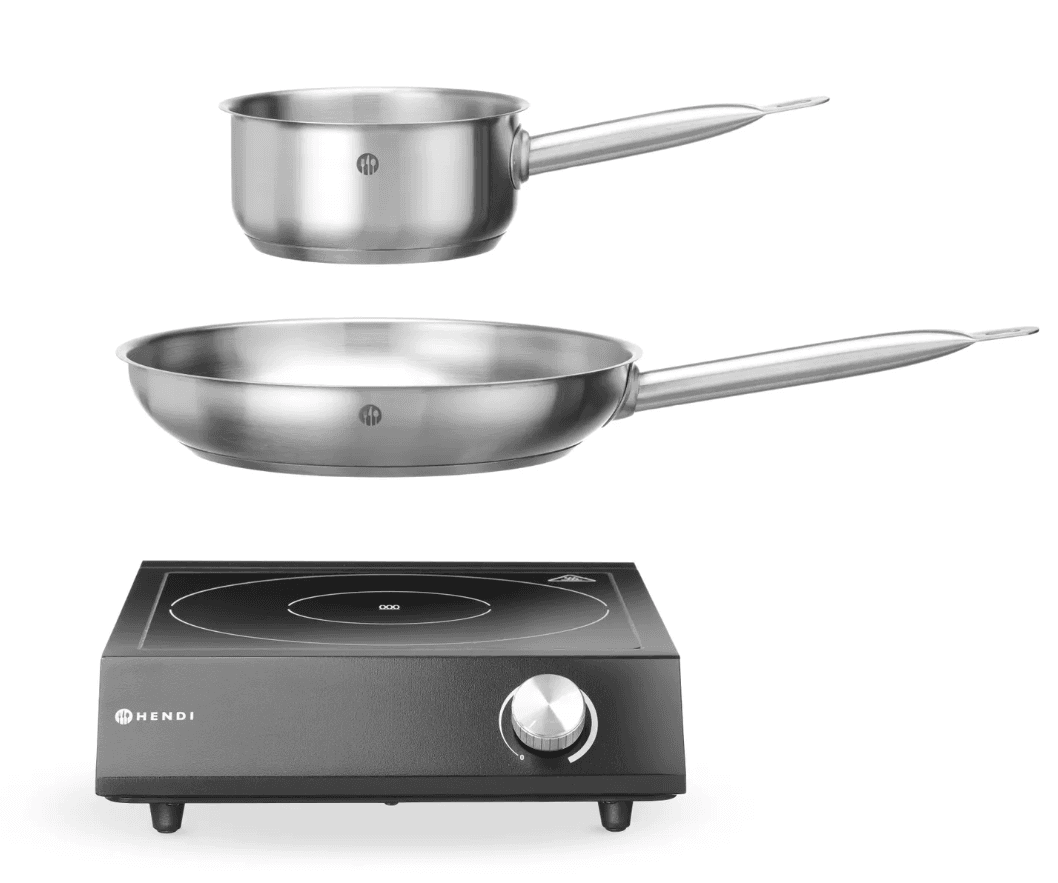 Індукційна плита 3500W + сотейник + сковорода, HENDI, Чорний, 220-240В/3500Вт, 320x395x(H)95мм 239889 Hendi - зображення 1