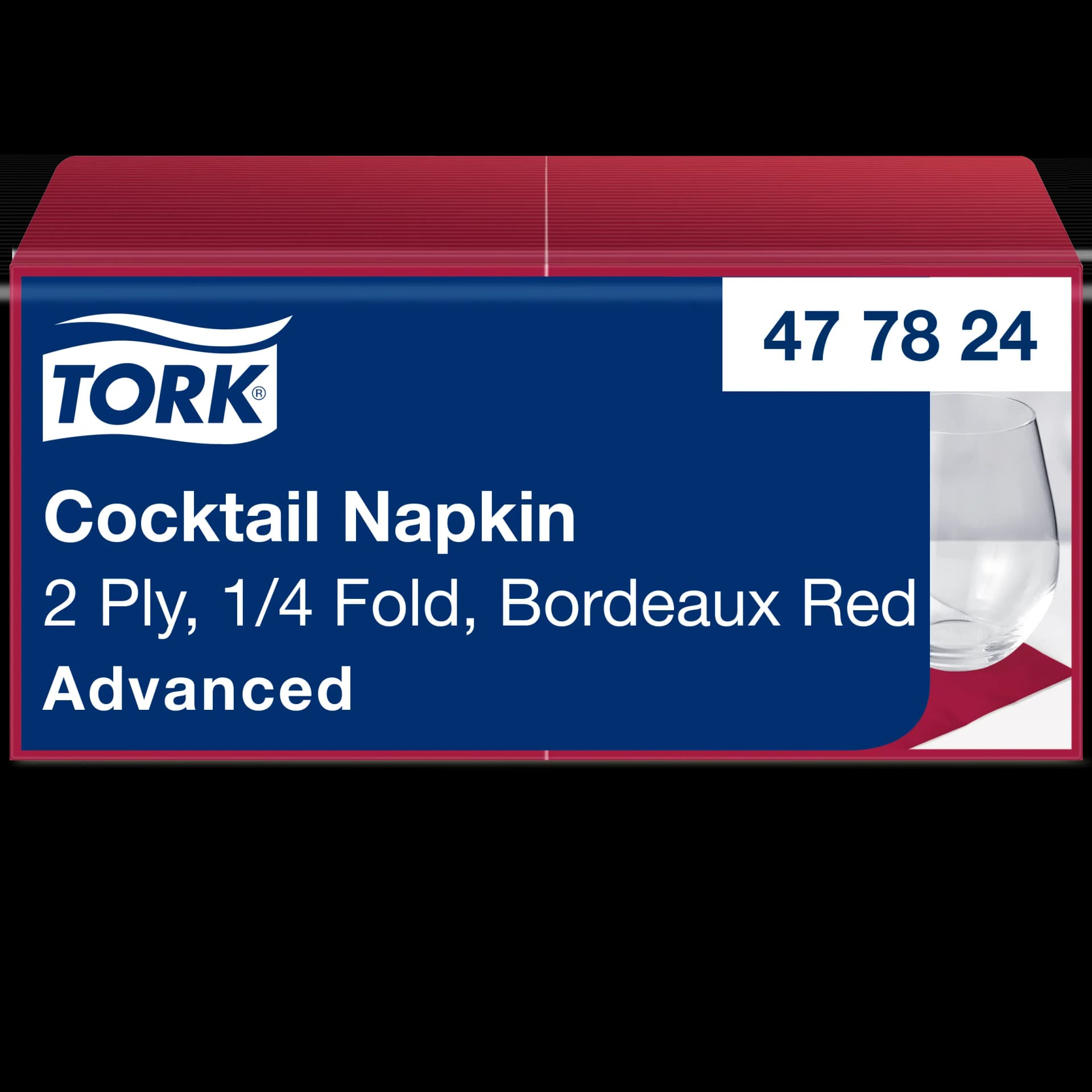 Коктейльні серветки Tork Advanced, бордо, 2 шари, 24х24 см, 200 шт - зображення 1