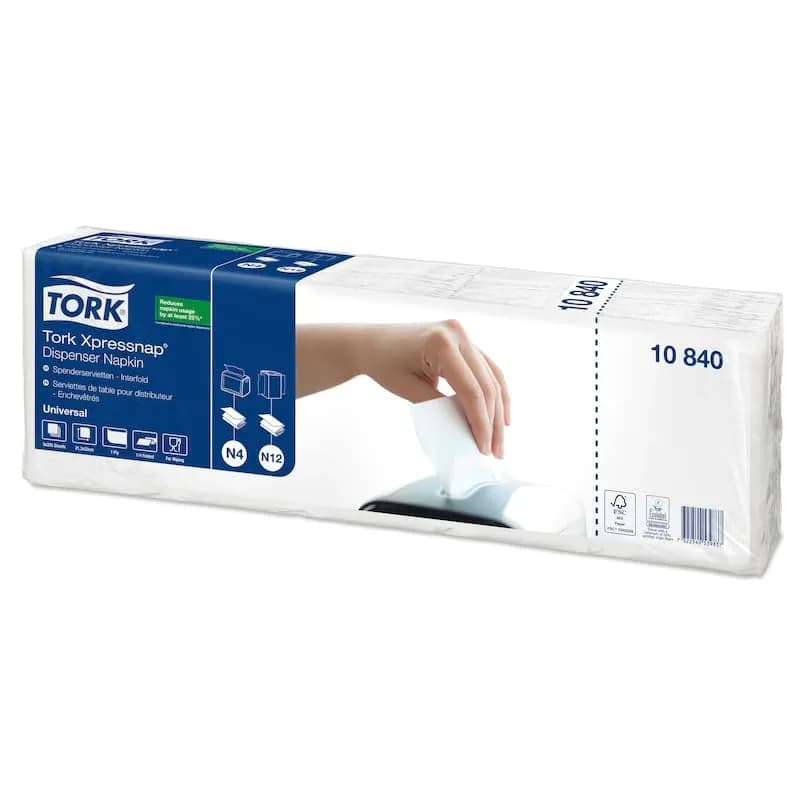 Серветки Tork Xpressnap Universal для диспенсера, білі, 1 шар, 1125 шт - зображення 1