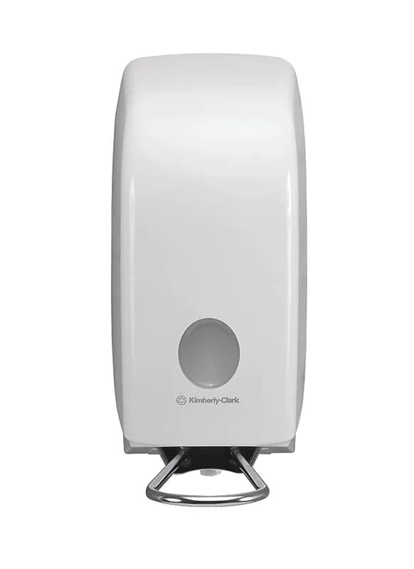 Диспенсер Kimberly-Clark Aquarius для рідкого мила та мила-піни з ліктьовий приводом, білий, 1 л - зображення 1