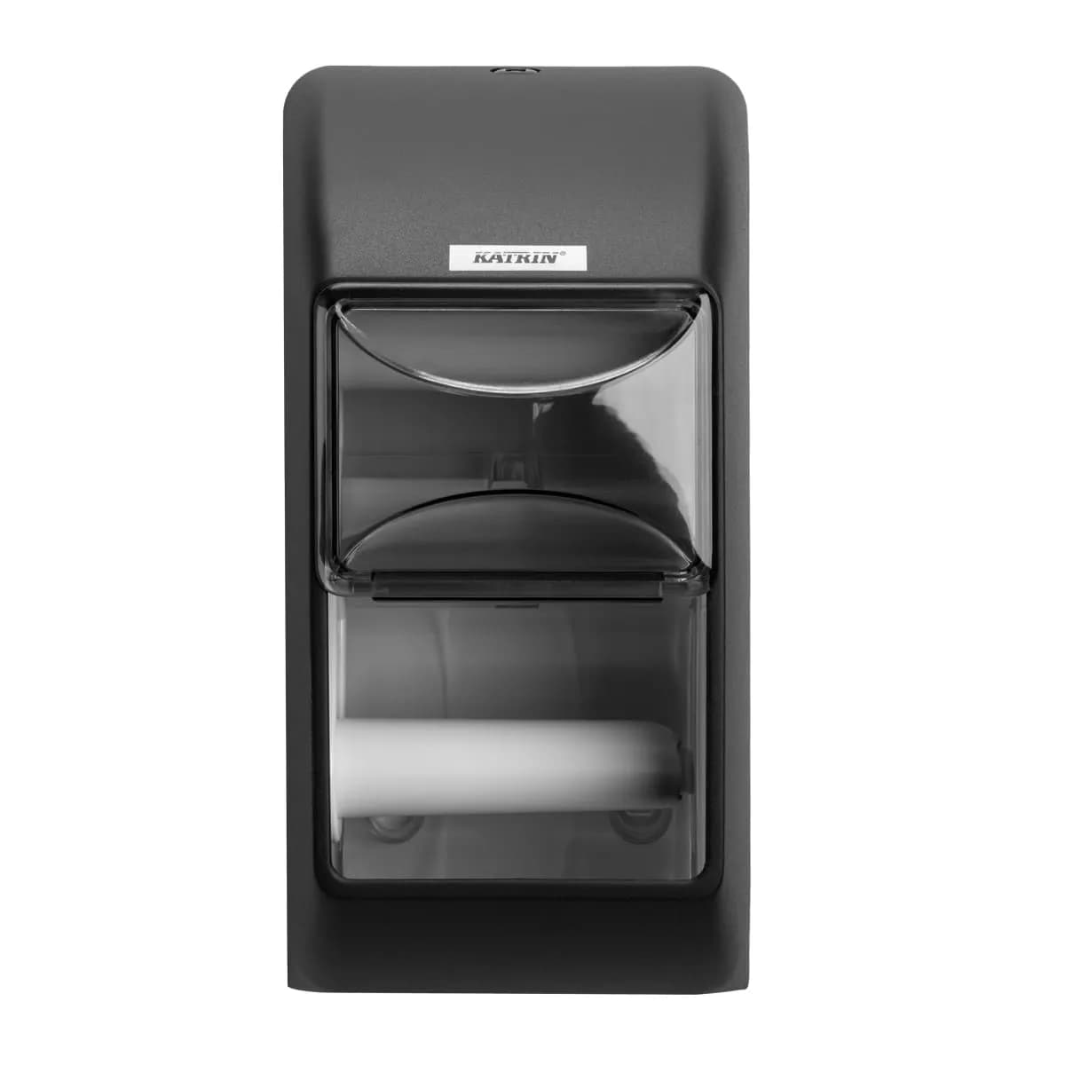 Диспенсер Katrin для туалетного паперу в стандартних рулонах, на 2 рулони, чорний - зображення 1