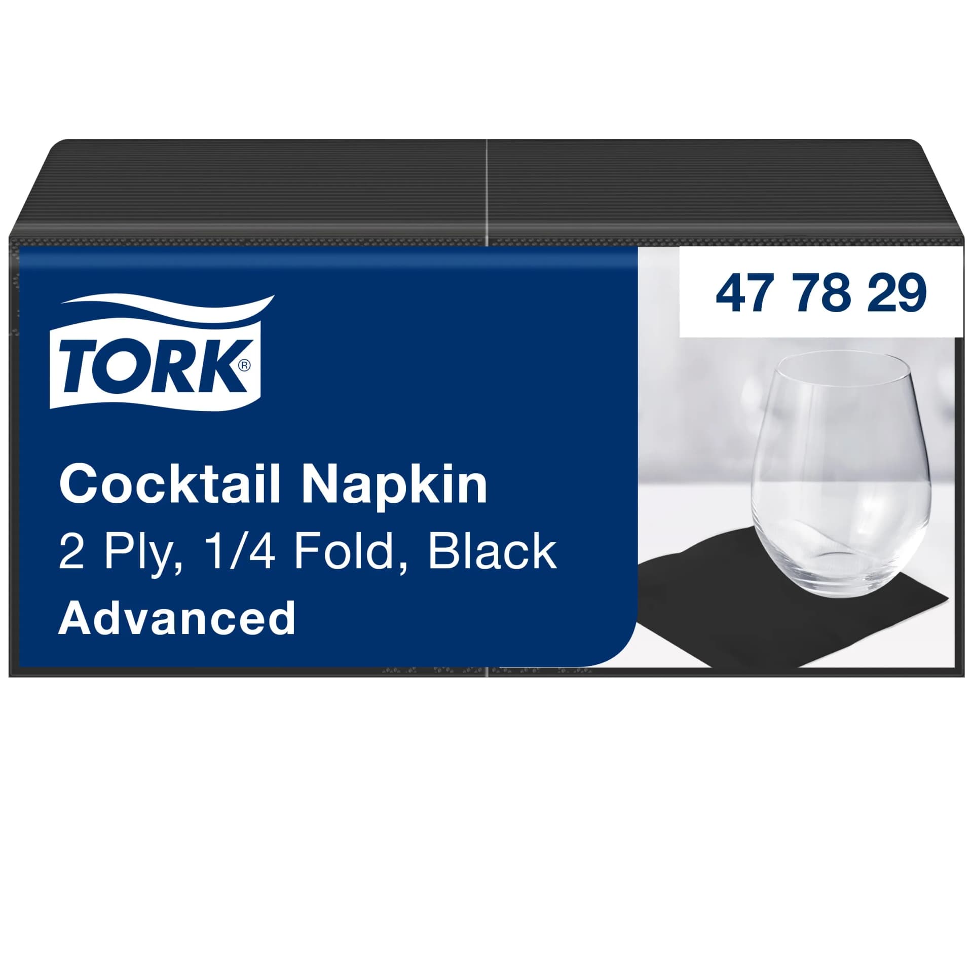 Коктейльні серветки Tork Advanced, чорні, 2 шари, 24х24 см, 200 шт - зображення 1