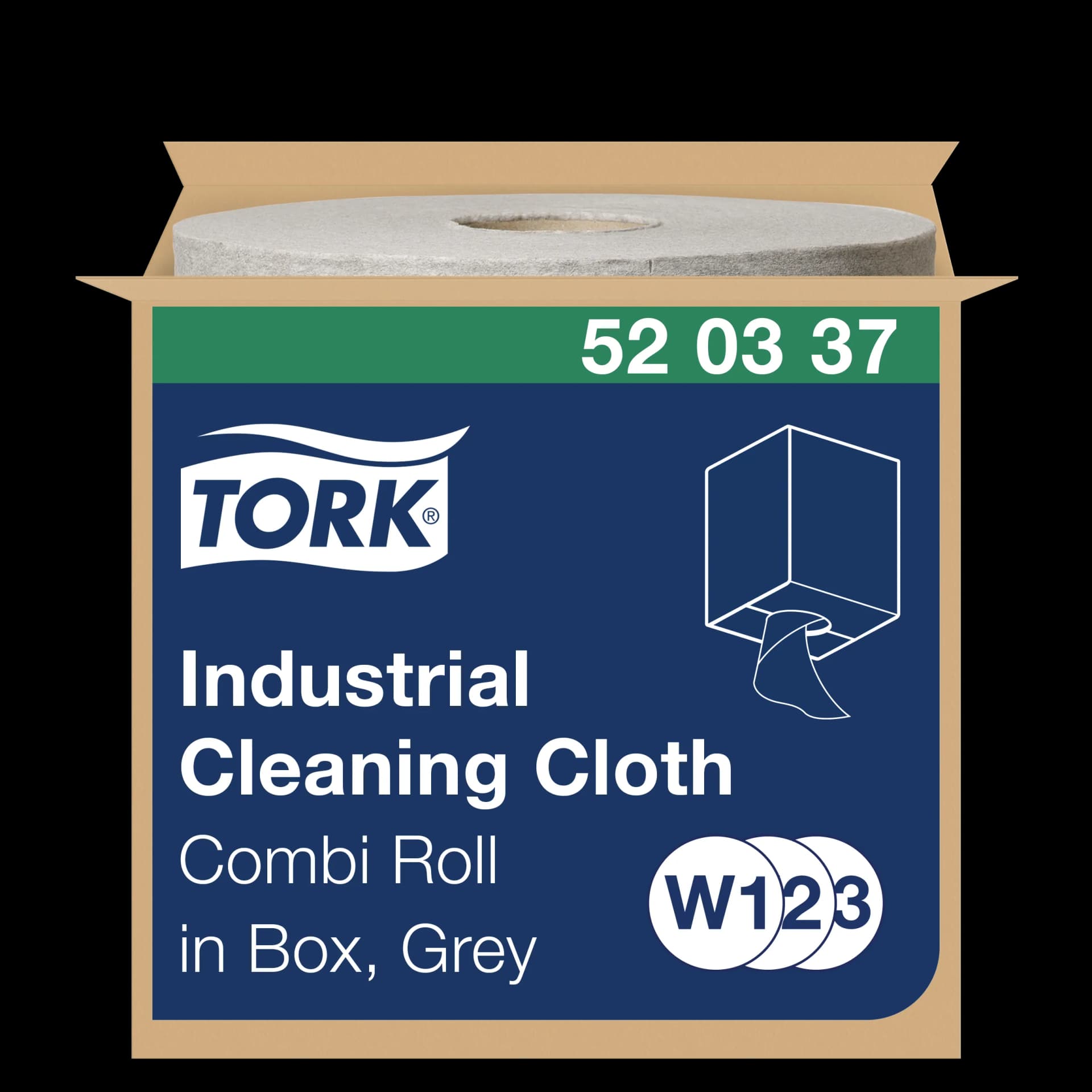 Нетканий матеріал для протирання в рулонах Tork Industrial Premium для видалення олії та жиру, сірий, 390 листів - зображення 1
