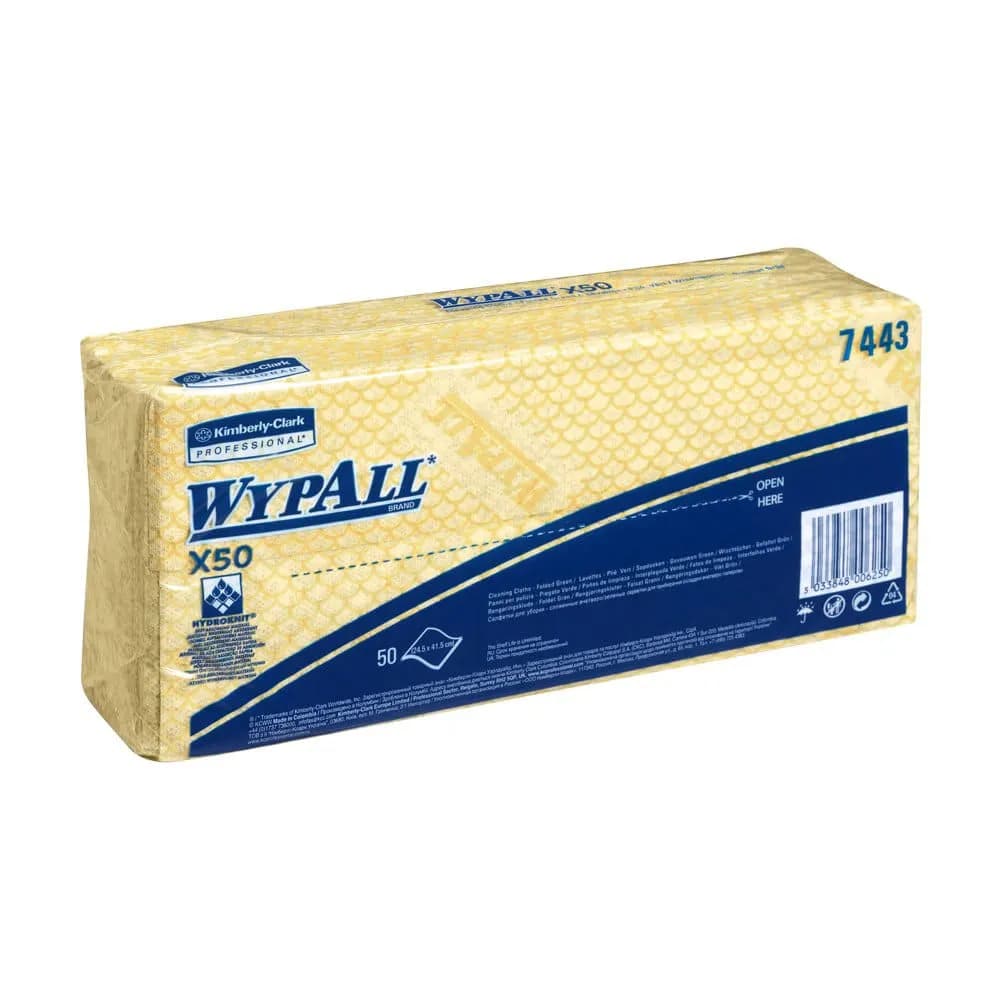 Нетканий матеріал для протирання в серветках Kimberly-Clark WypAll X50, жовтий, 50 листів - зображення 1