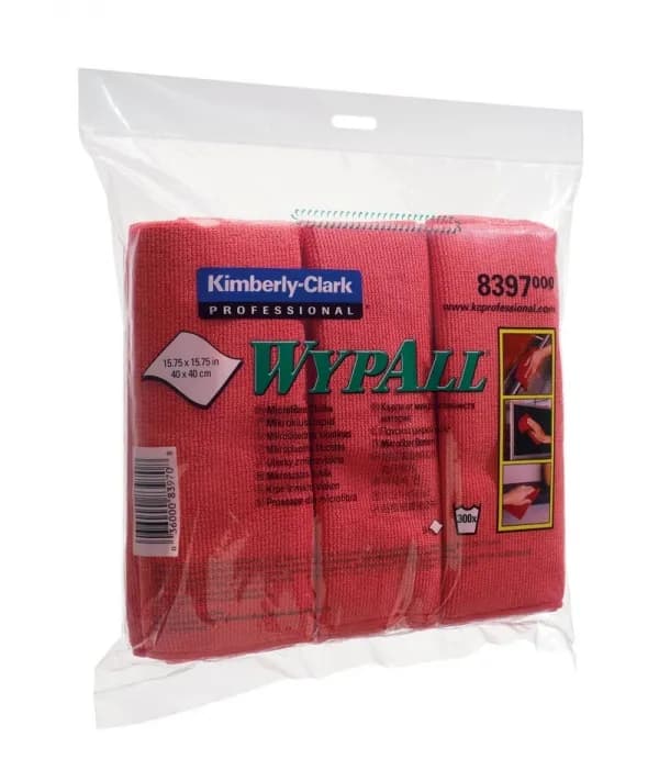 Серветка Kimberly-Clark WypAll з мікрофібри для прибирання, червона, 40х40 см, 1 шт - зображення 1