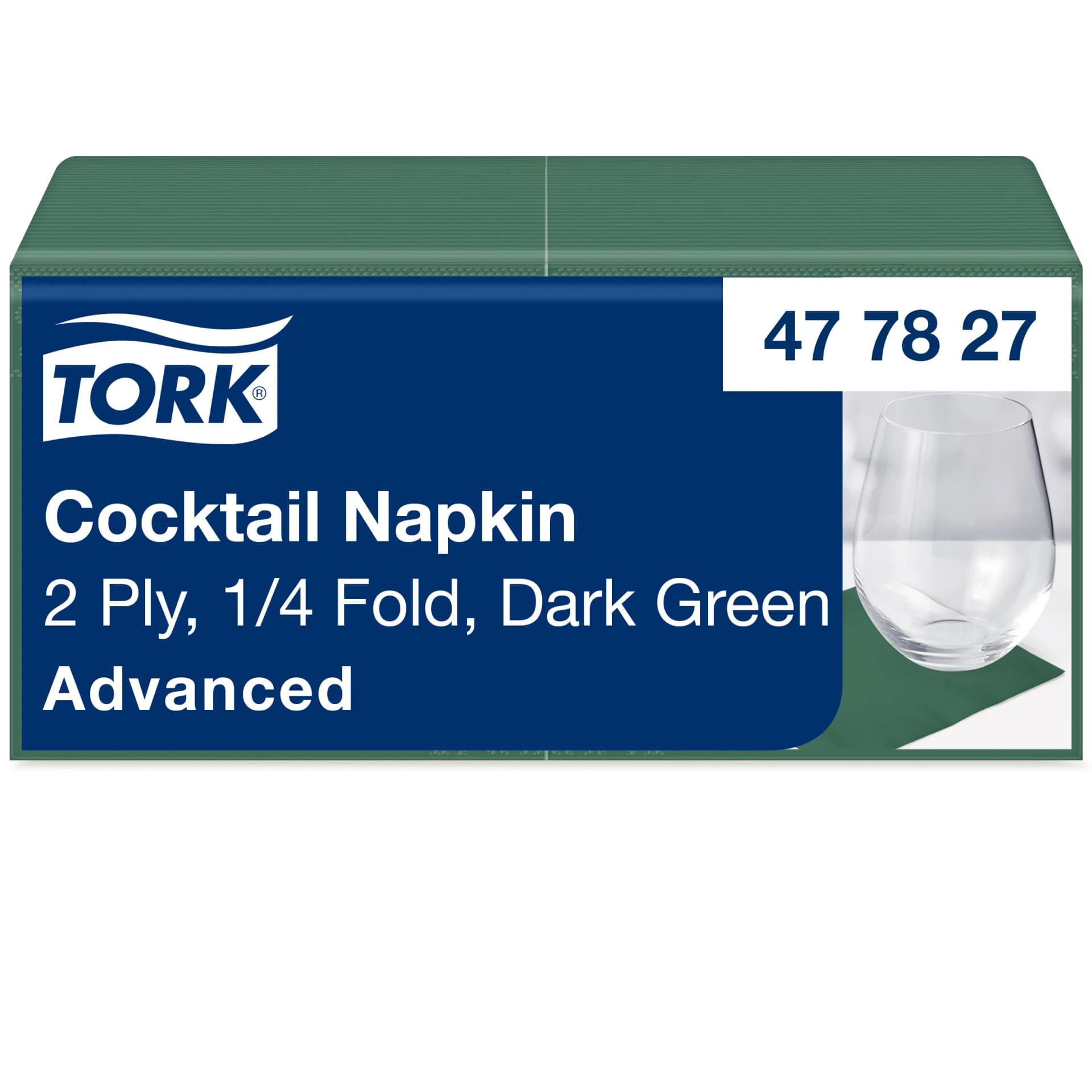 Коктейльні серветки Tork Advanced, зелені, 2 шари, 24х24 см, 200 шт - зображення 1