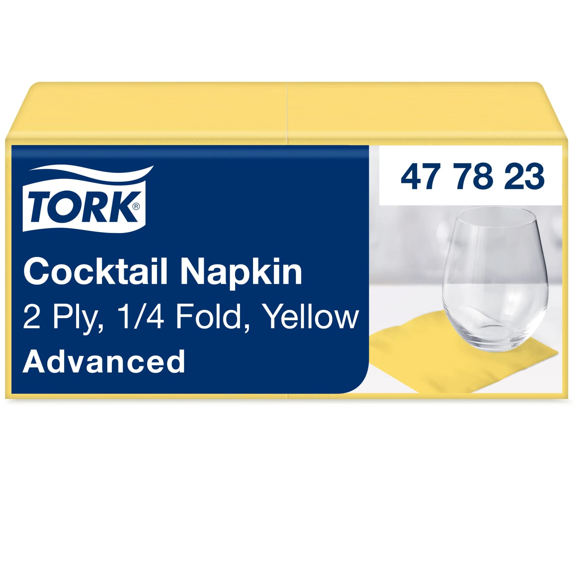 Коктейльні серветки Tork Advanced, жовті, 2 шари, 24х24 см, 200 шт - зображення 1
