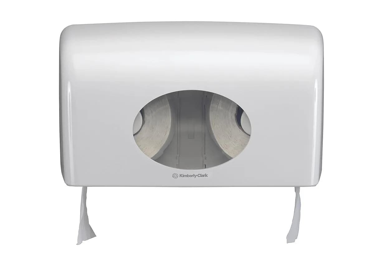 Диспенсер Kimberly-Clark Aquarius для туалетного паперу в стандартних рулонах, на 2 рулони, білий - зображення 1