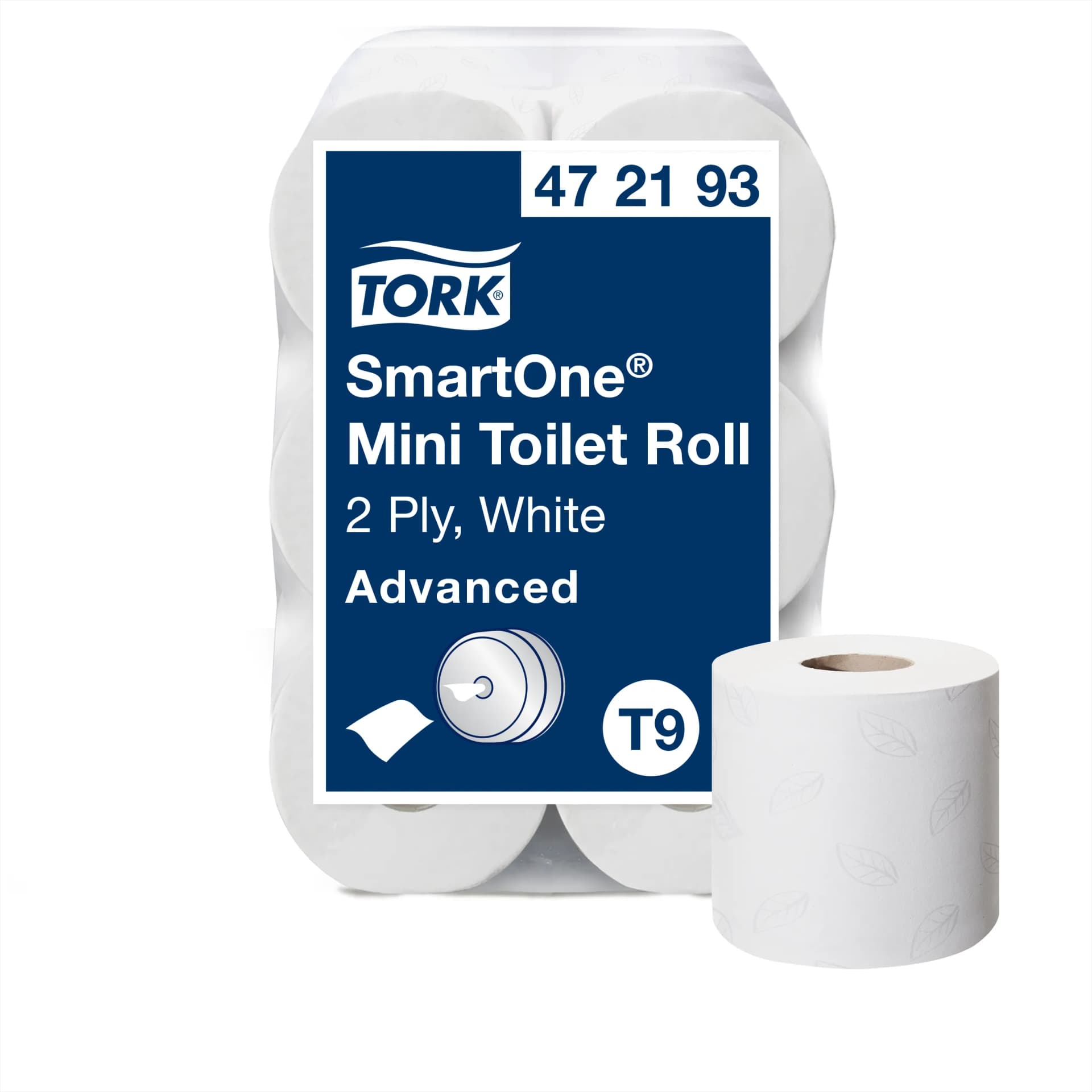 Туалетний папір Tork SmartOne Advanced в міні рулонах, білий, 2 шари, 111,6 м, 620 відривів, 1 рулон - зображення 1
