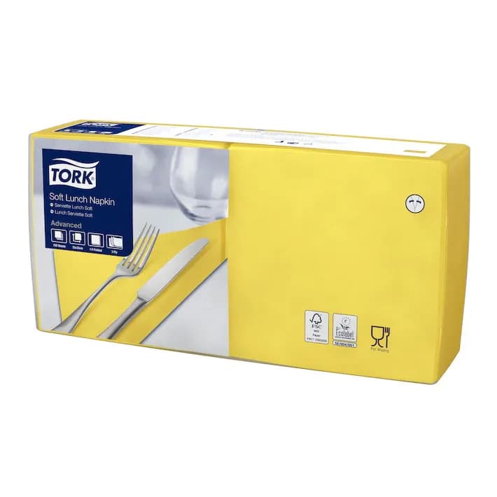 Обідні серветки Tork Advanced Soft, жовті, 3 шари, 33х33 см, 150 шт - зображення 1