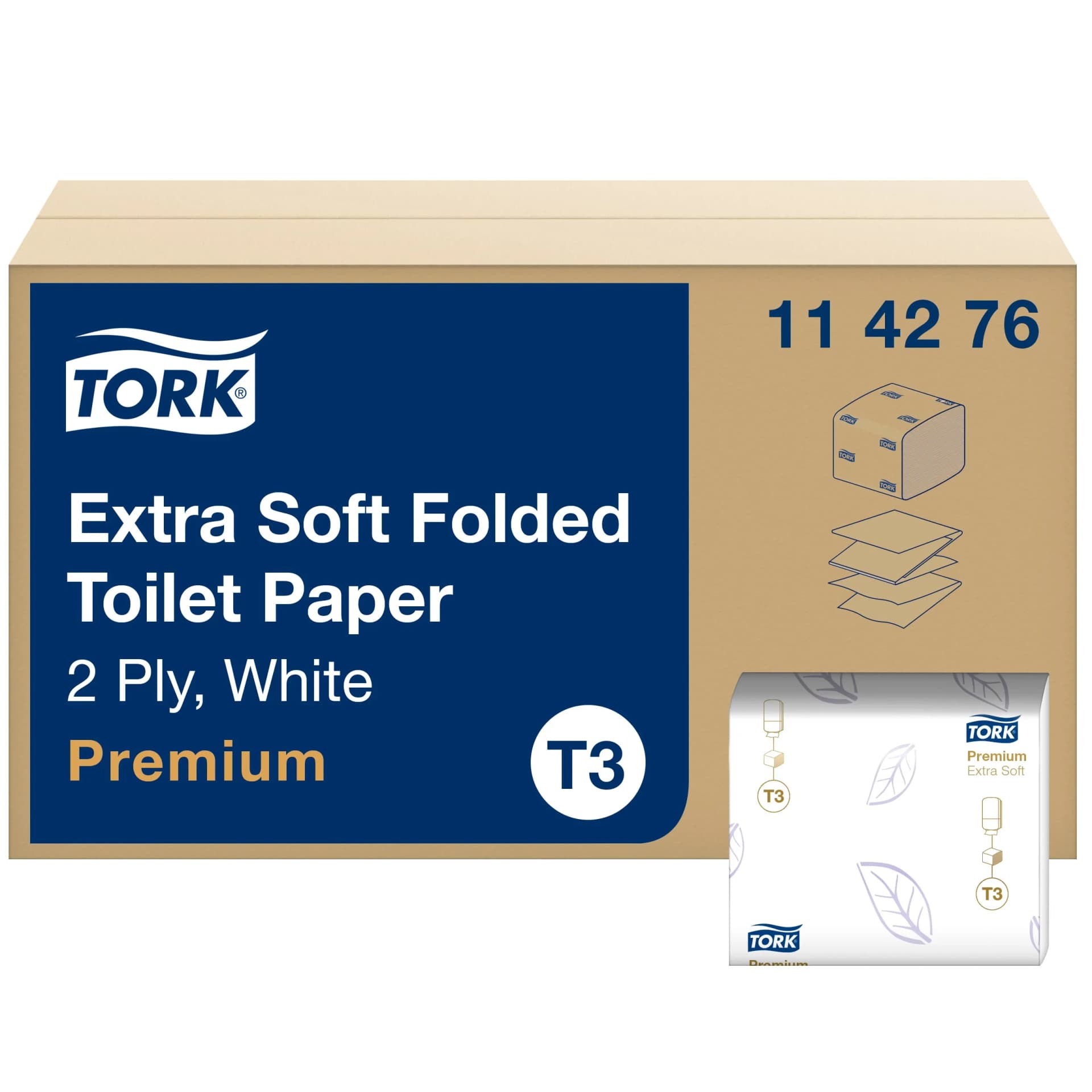Листовий туалетний папір Tork Premium Extra Soft, білий, 2 шари, 252 листа - зображення 1