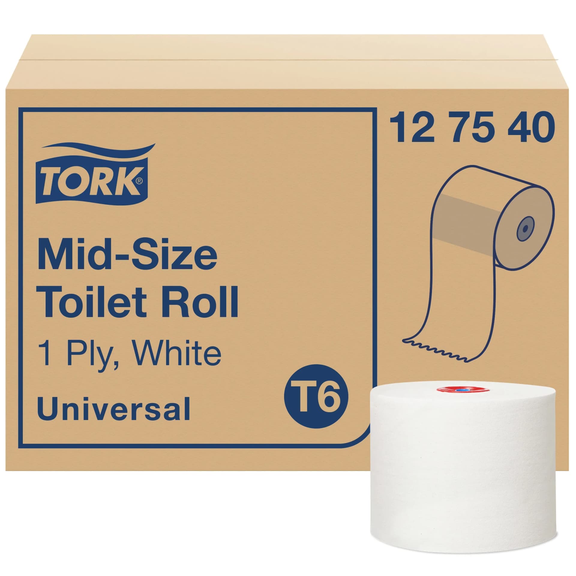 Туалетний папір Tork Universal в міді рулонах, білий, 1 шар, 135 м, 1 рулон - зображення 1