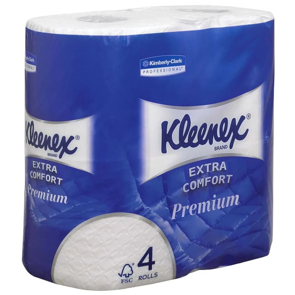Туалетний папір Kimberly-Clark Kleenex Premium в стандартних рулонах, білий, 4 шари, 160 відривів, 4 рулони - зображення 1