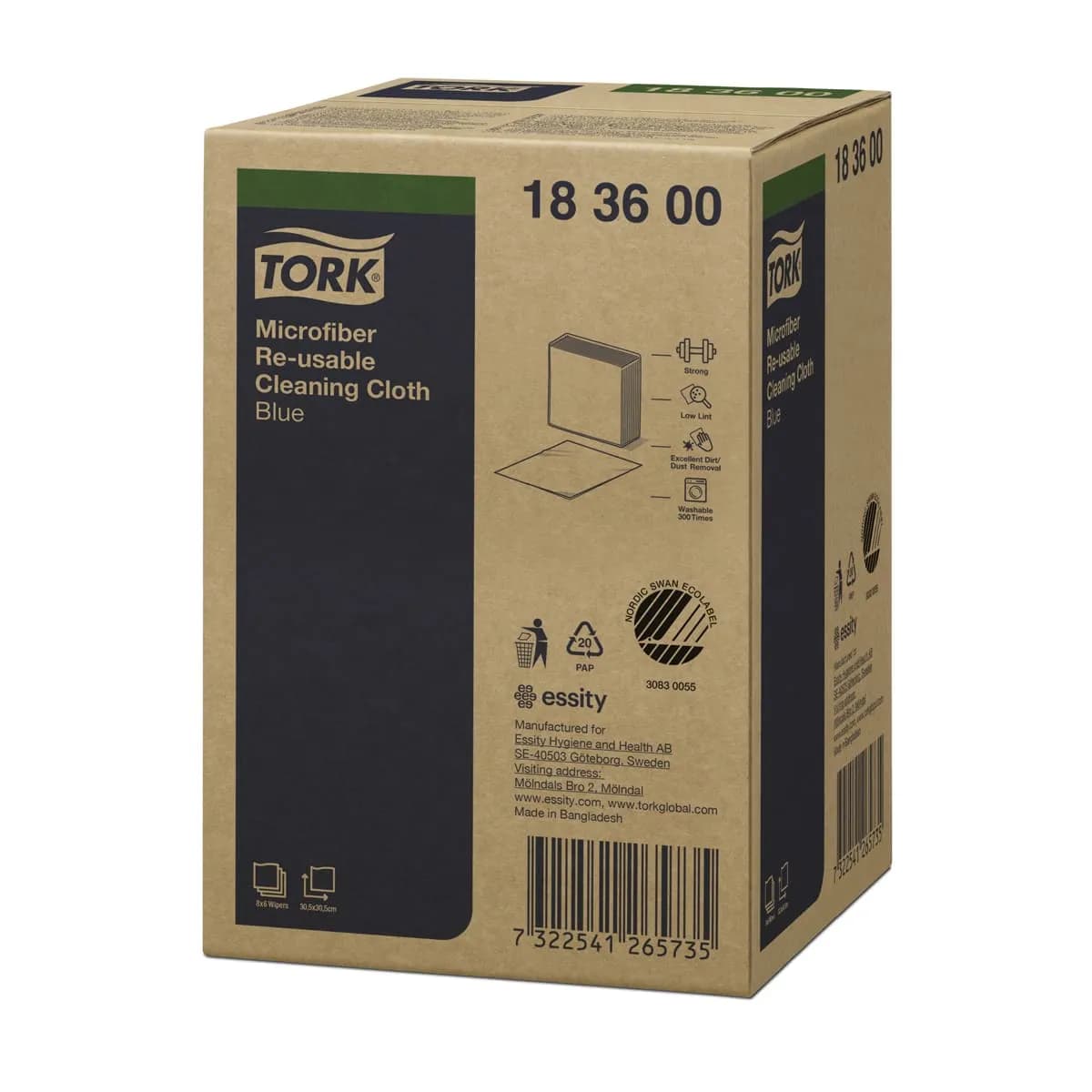 Серветка Tork з мікрофібри для прибирання, блакитна, 305х305 мм, 1 шт - зображення 1