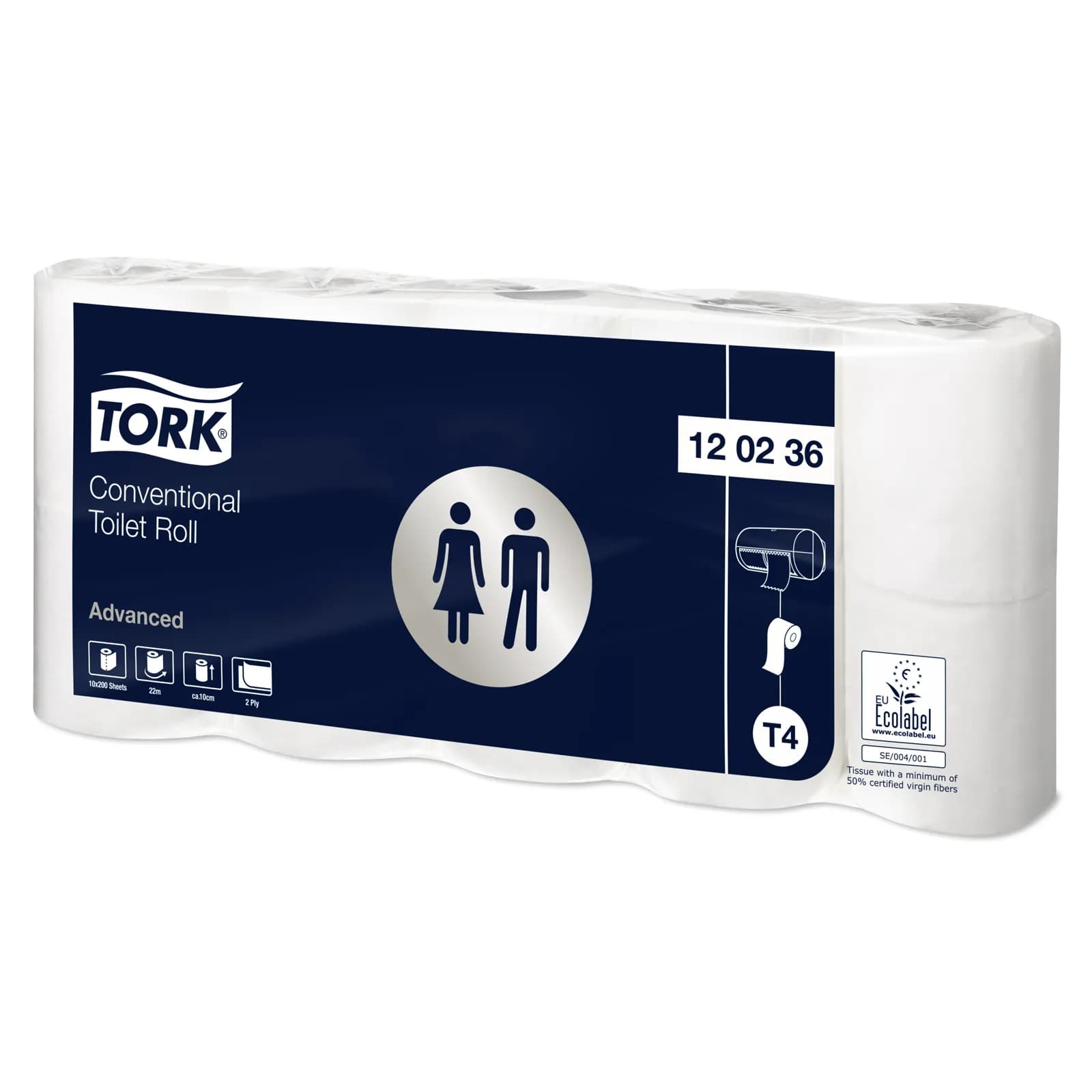 Туалетній папір Tork Advanced в стандартних рулонах, білий, 2 шари, 22 м, 10 рулонів - зображення 1