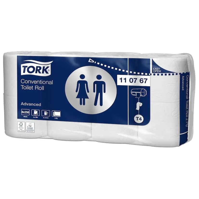 Туалетний папір Tork Advanced в стандартних рулонах, білий, 2 шари, 30 м, 8 рулонів - зображення 1