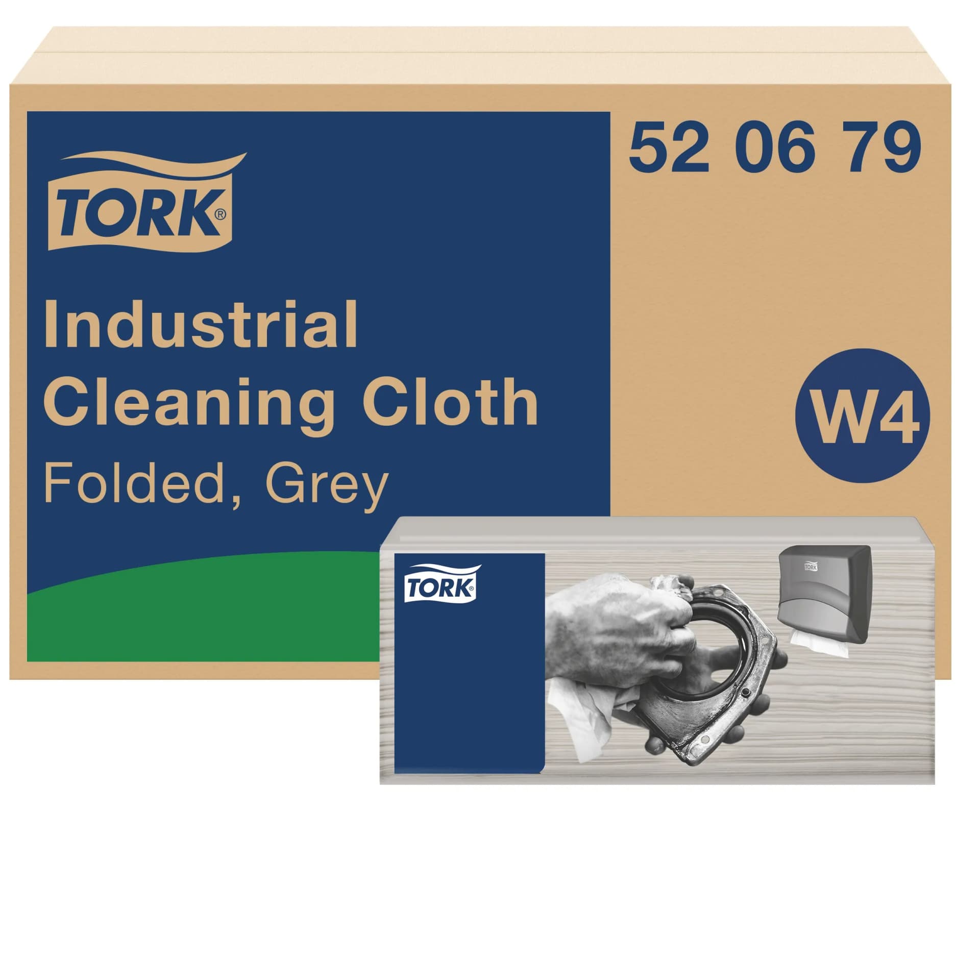 Нетканий матеріал для протирання в серветках Tork Industrial Premium для видалення олії та жиру, сірий, 120 листів - зображення 1